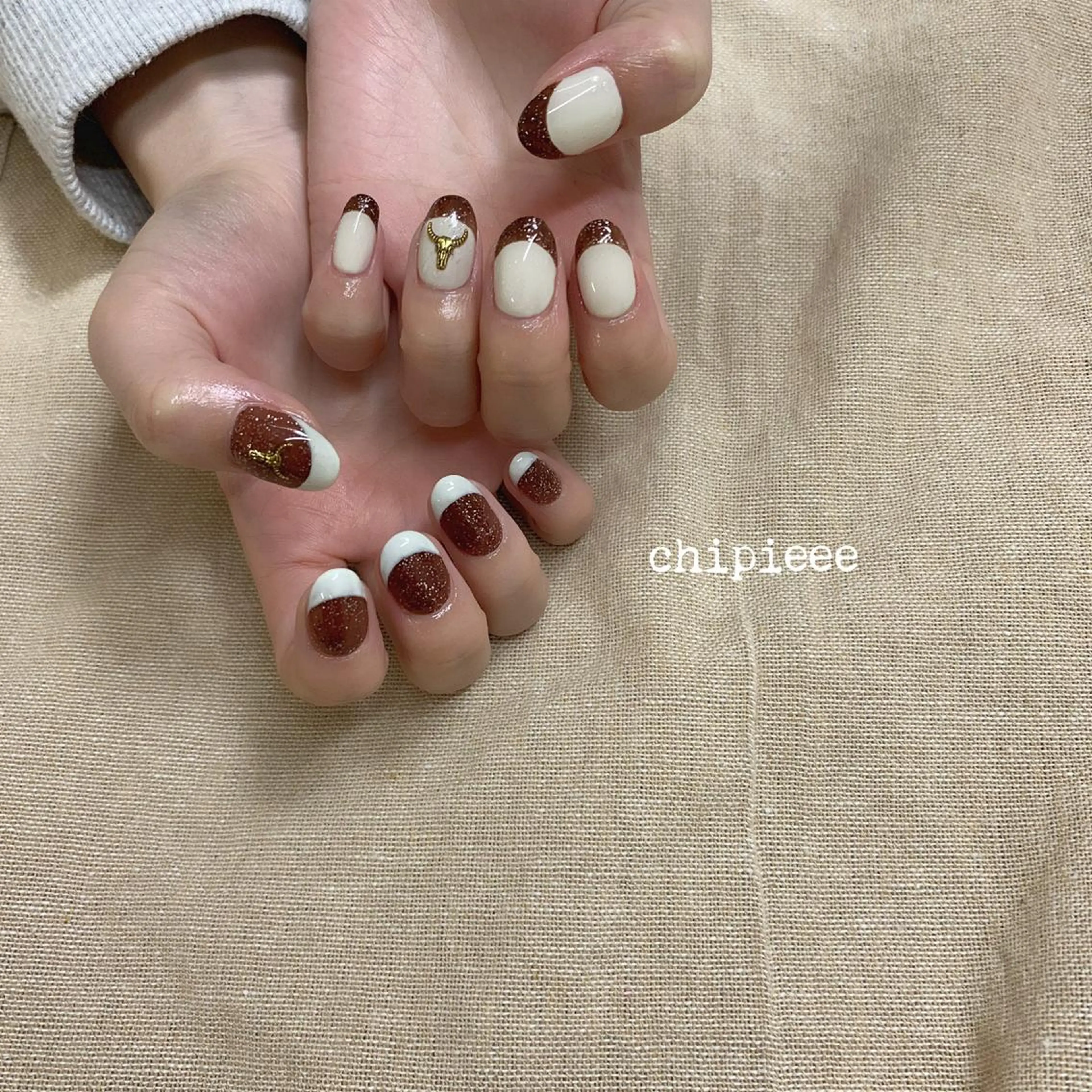 ネイル ブラウン フレンチネイル . SHIORIのネイルデザイン