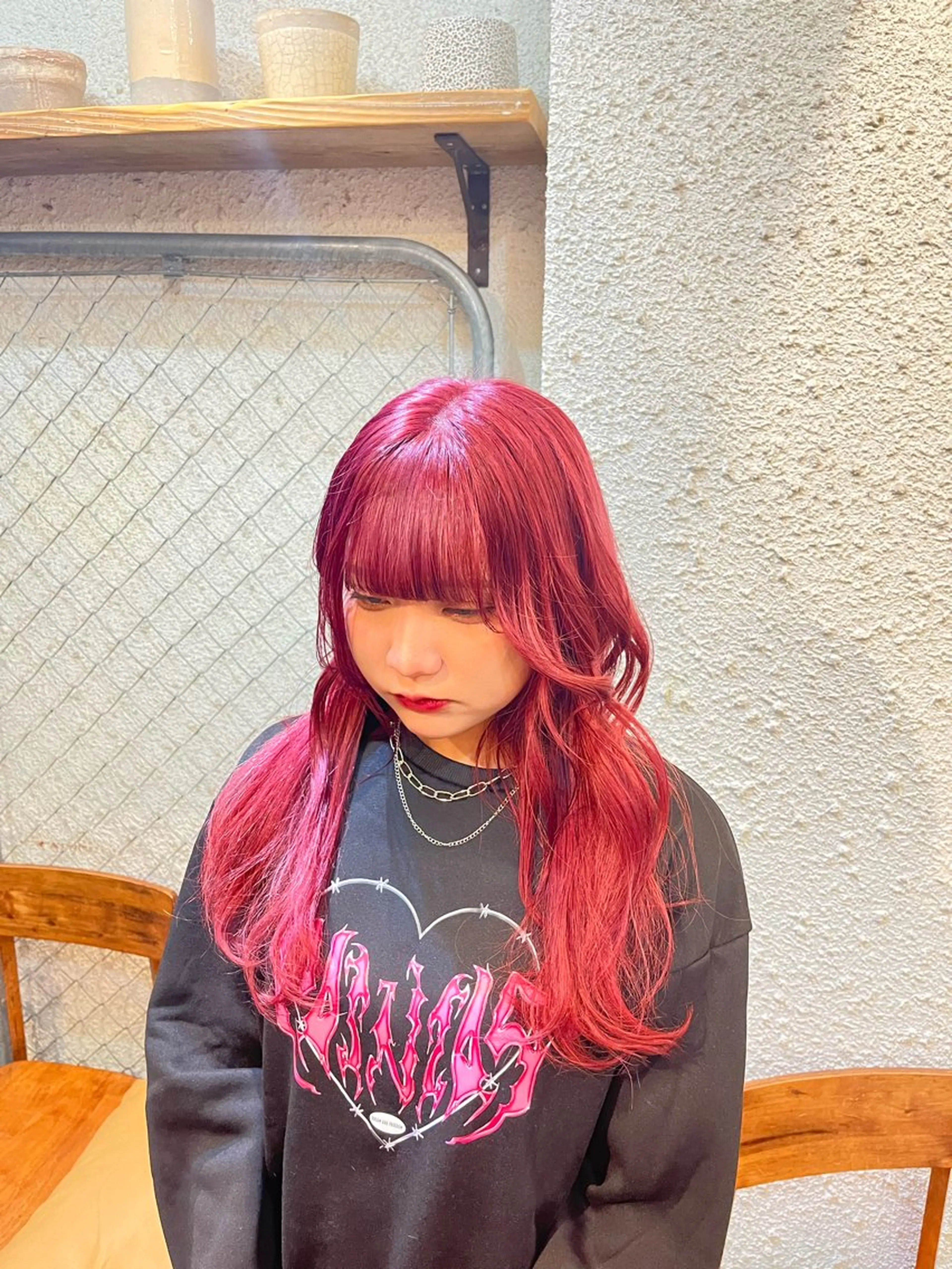 セミロング カラー ピンクカラー 卒業式のヘアスタイル カット ヘアカラー トリートメント ボブ×透明感カラー 特化・リクト💥のヘアスタイル