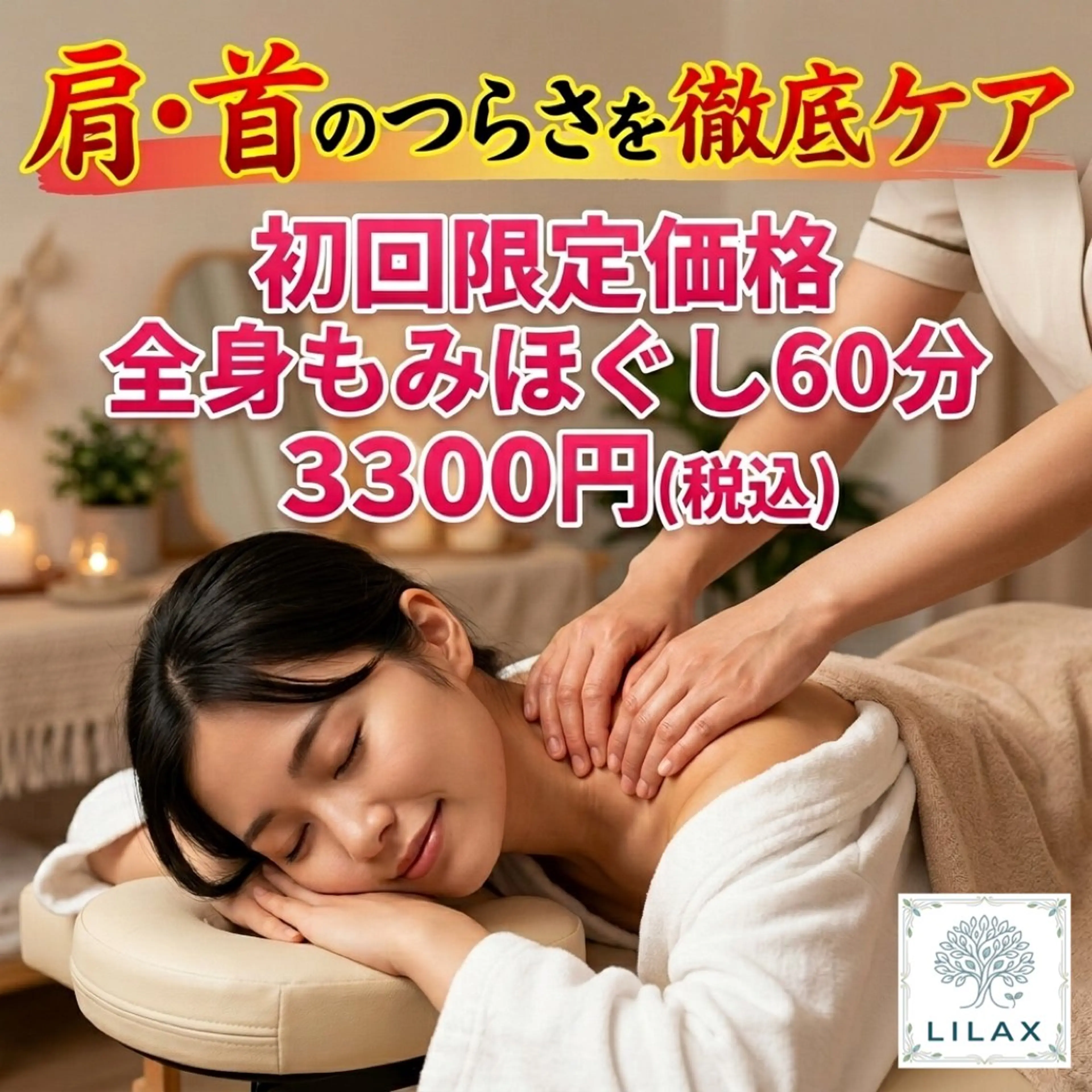 肩こり・足の疲れ・全身のだるさに60分間の徹底整体コースの写真