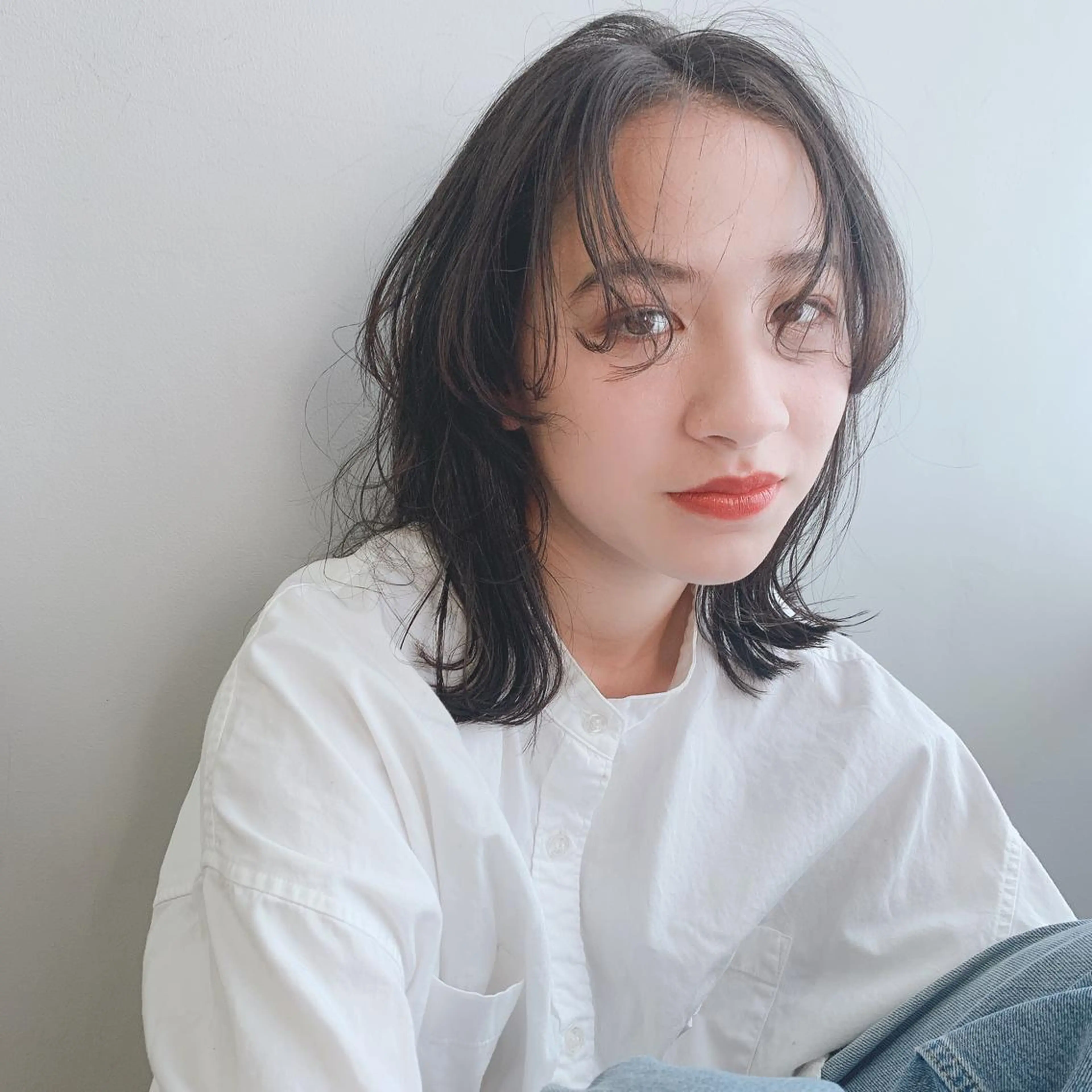 ミディアム 顔まわりレイヤー レイヤーカット ヘアカラー トリートメント 是非可愛くさせて ください🩷sakiのヘアスタイル