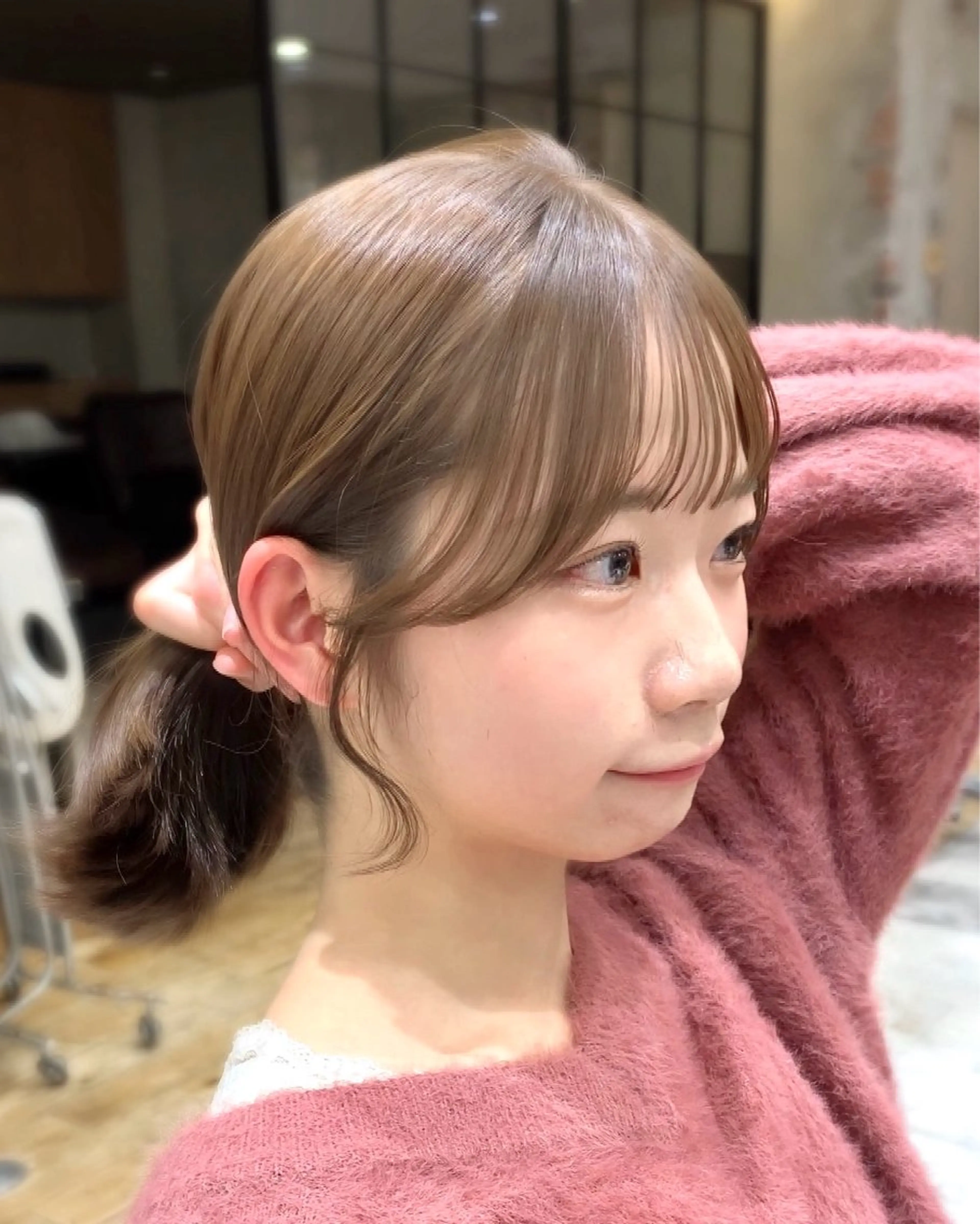 ミディアム カラー 顔まわりカット🌟 くびれヘア/寺門遥輝のヘアスタイル