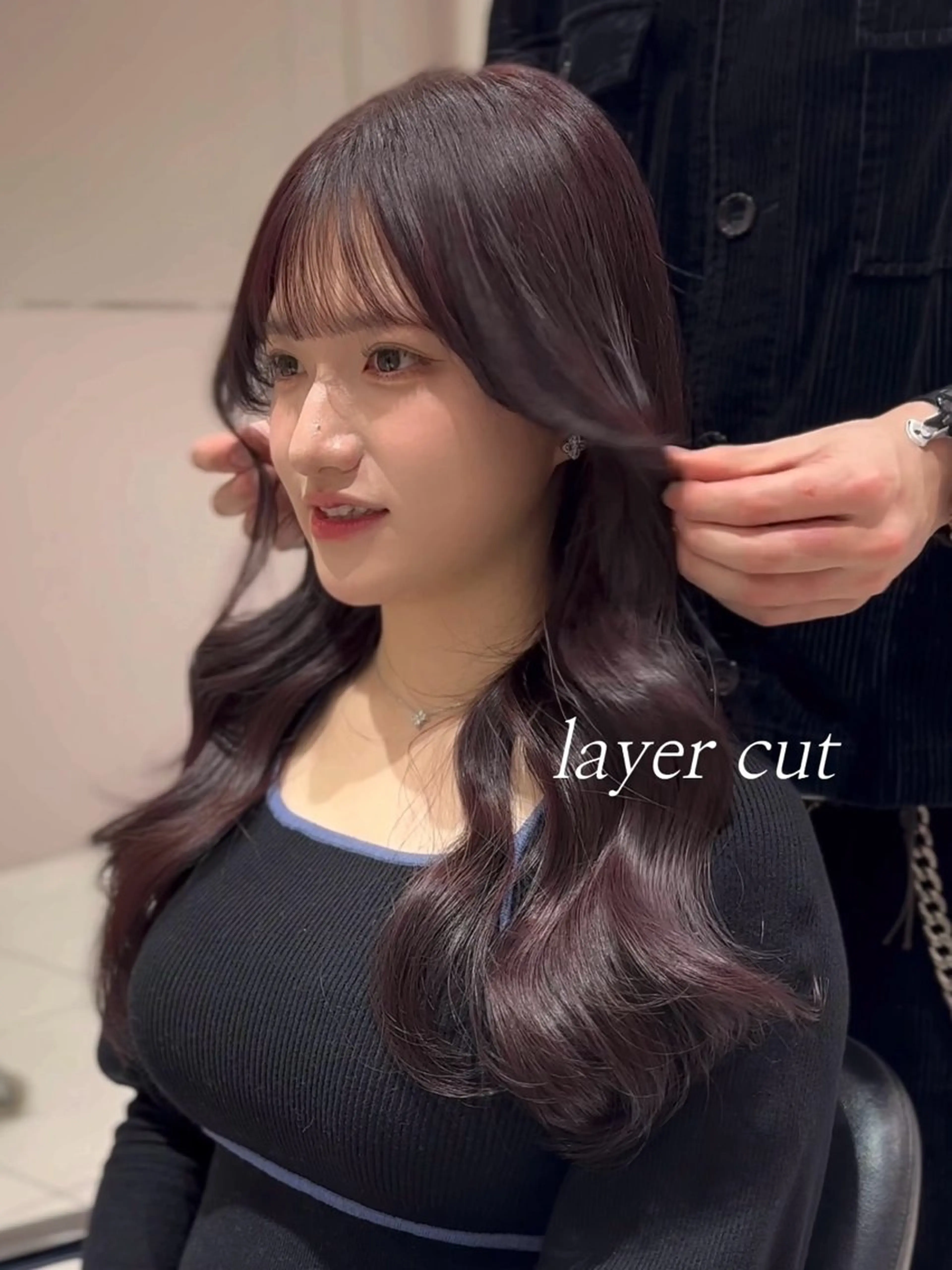 ロング カラー ヨシンモリ 韓国風ヘア レイヤーカット カット ヘアカラー トリートメント レイヤー/顔周り /透明感🩶高橋大のヘアスタイル