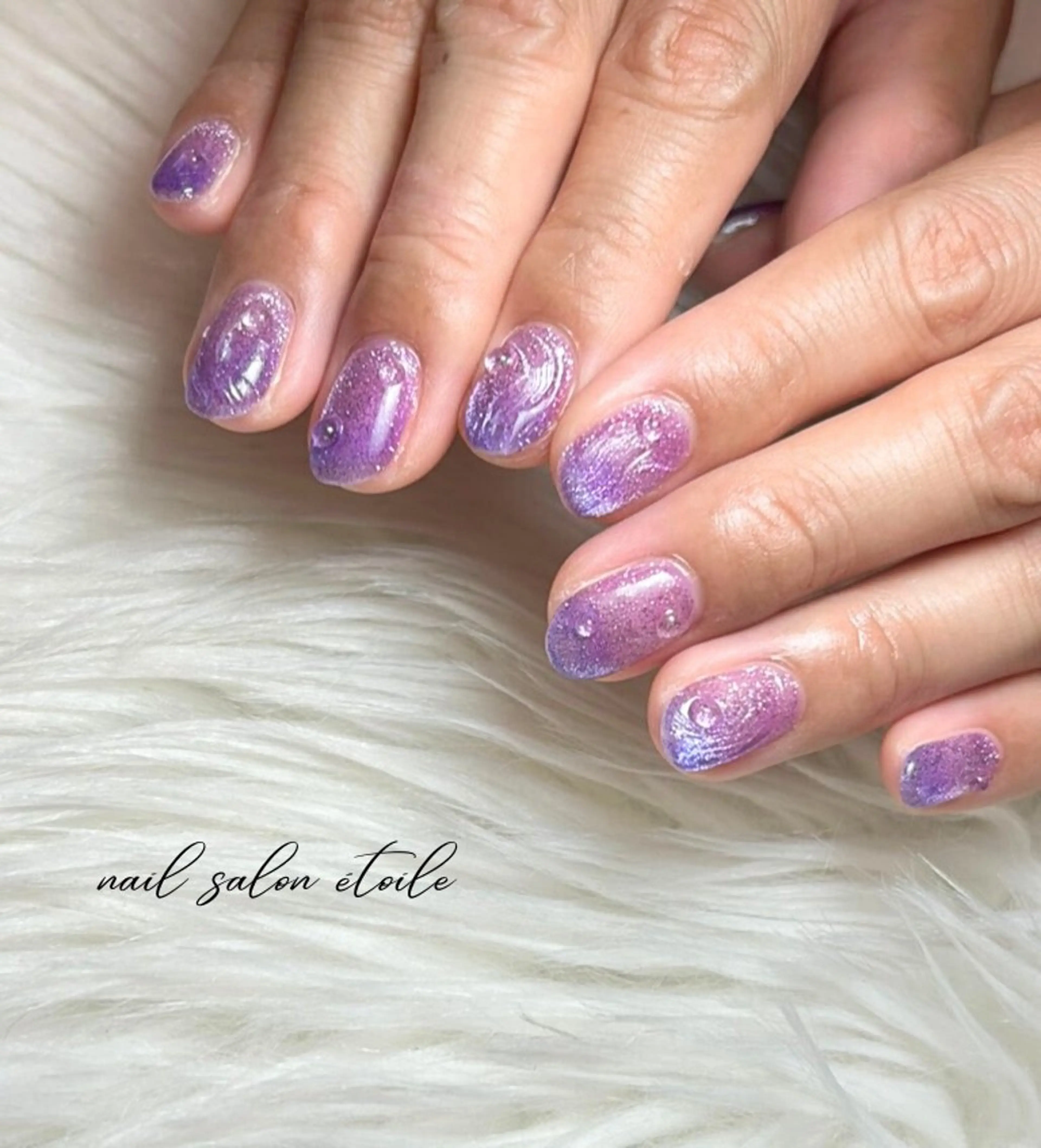 ネイル マグネットネイル ピンク パープル ハンドネイル nail salon étoileのネイルデザイン