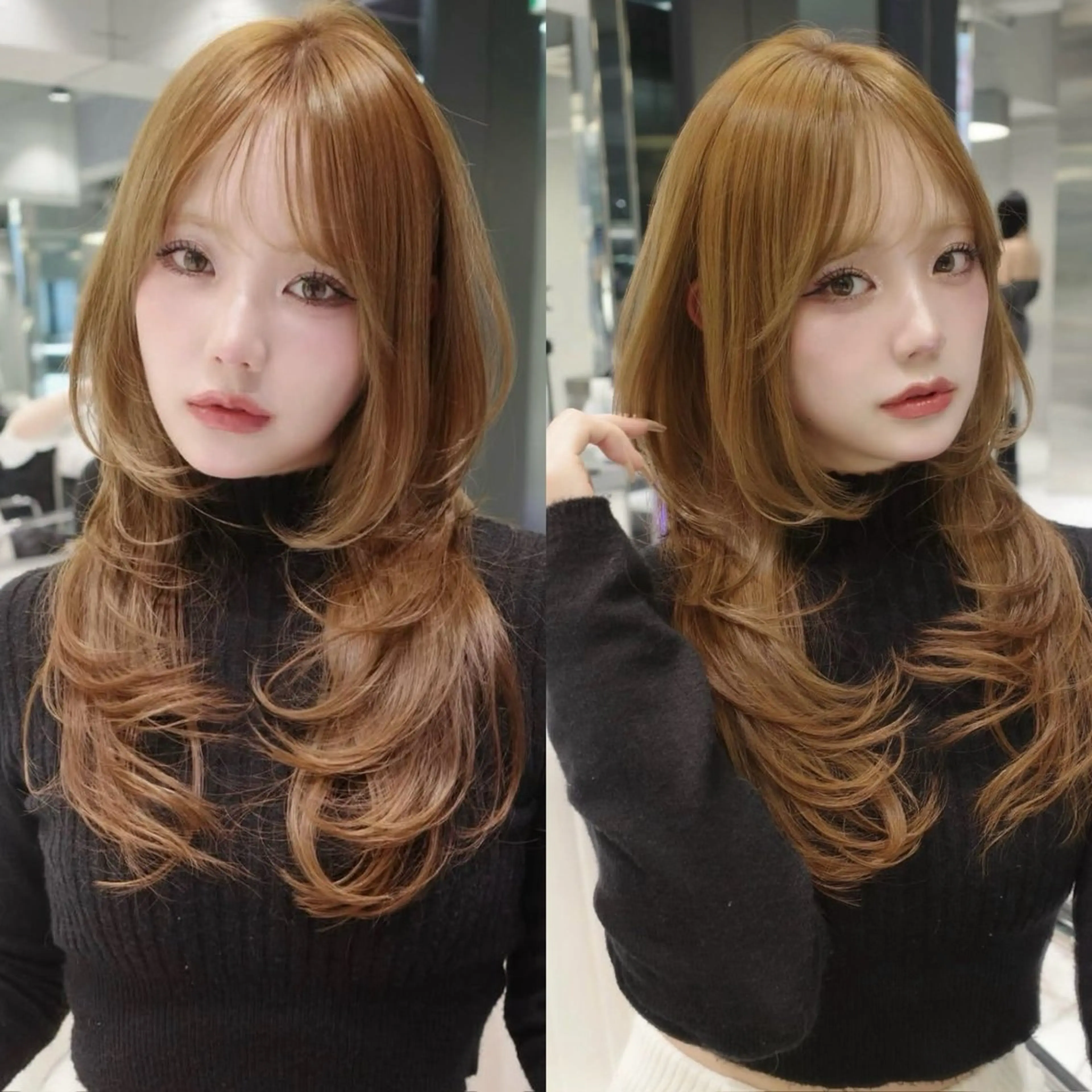 ロング カラー くびれヘア 顔周りカット ハイレイヤー 韓国風ヘア レイヤーカット カット ヘアカラー トリートメント Nao/ 大宮/レイヤーカットのヘアスタイル