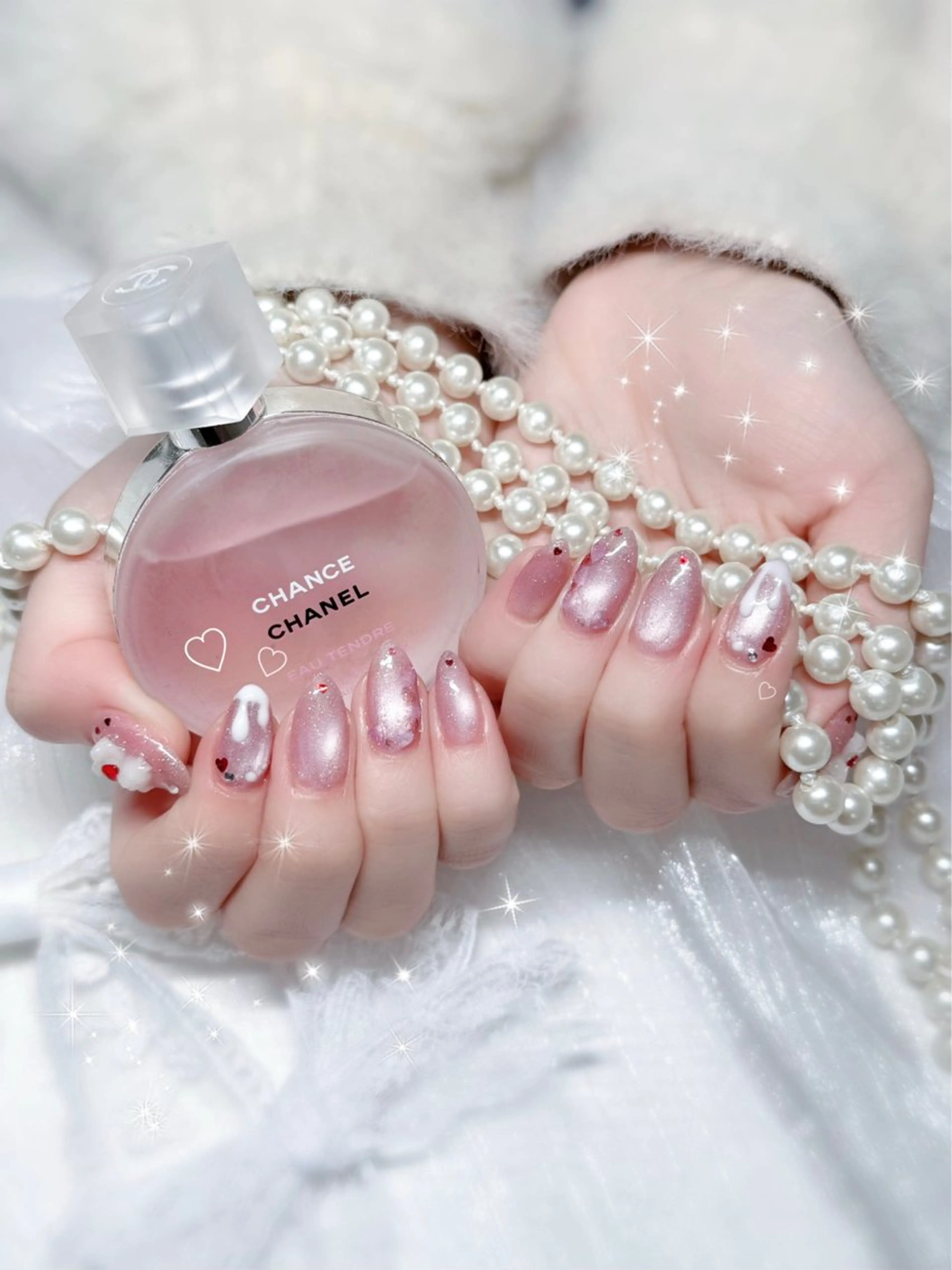 ネイル バレンタイン ハンドネイル ✩.*🎀 aoi🎀のネイルデザイン