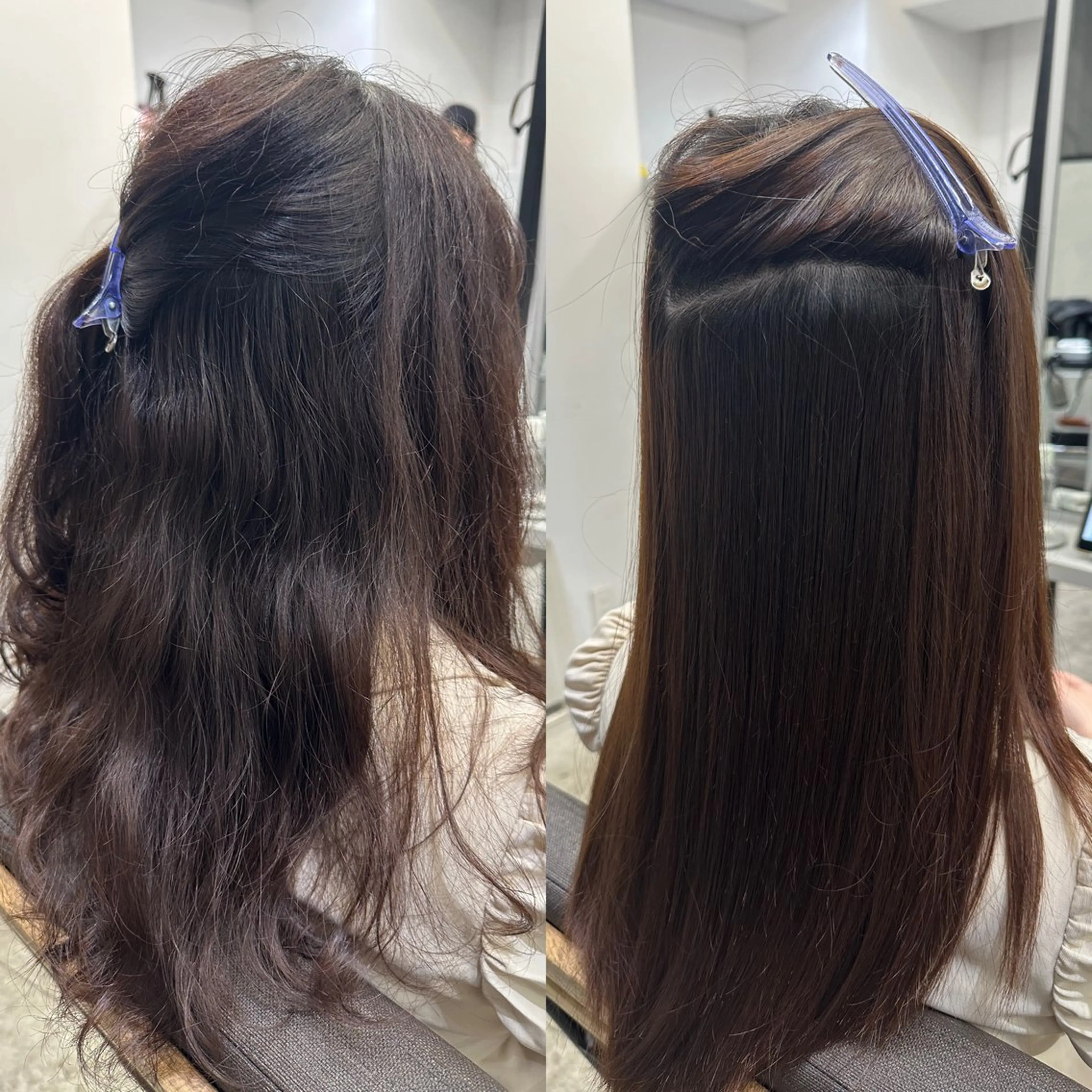 ロング 縮毛矯正 絶対綺麗な暖色カラー 🎯あります✨増渕✨のヘアスタイル