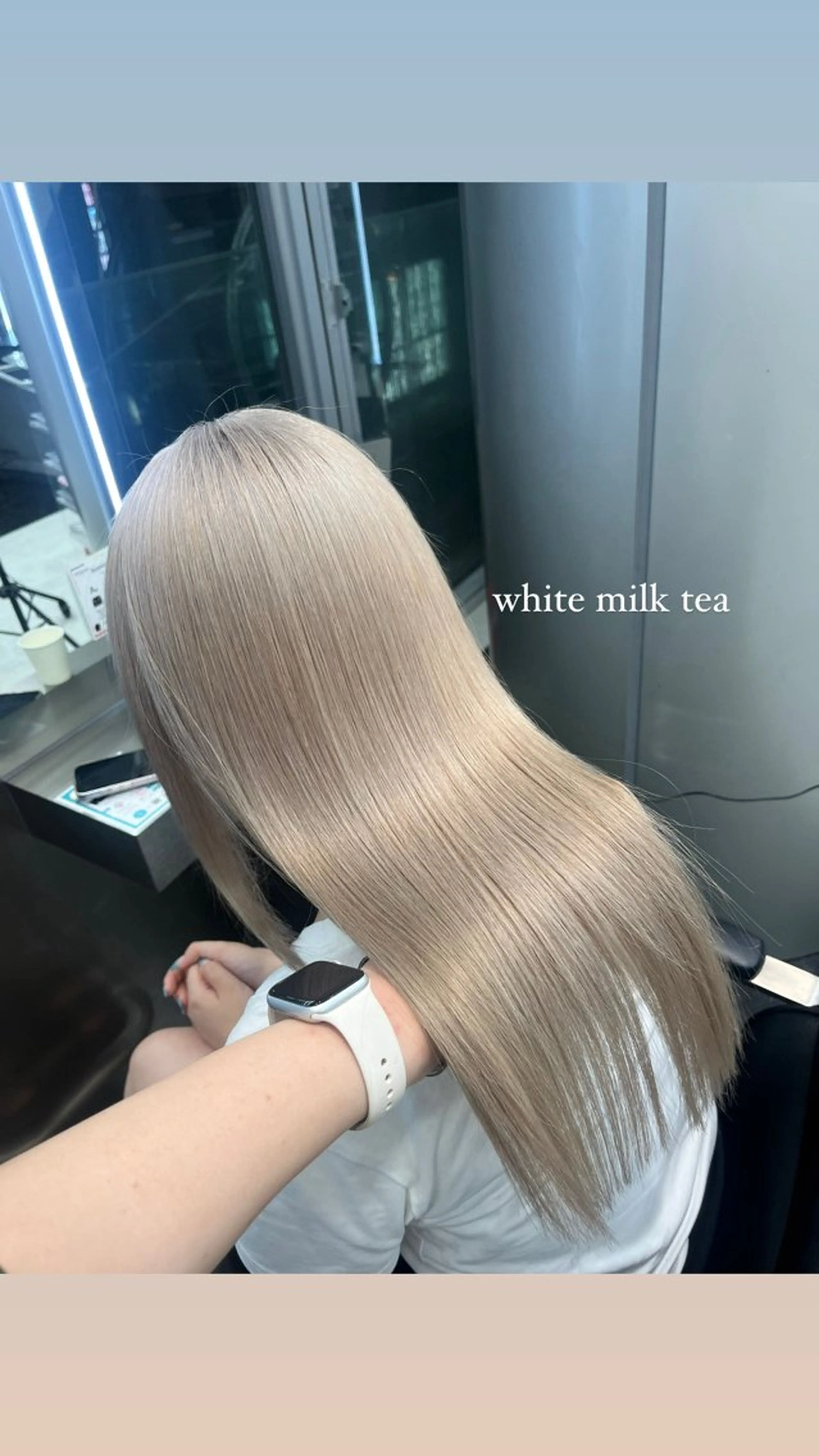 セミロング カラー ヘアアレンジ ベージュカラー ブリーチ ケアブリーチ 透明感カラー ハイトーンカラー ハイトーン/透明感 髪質改善/rinaのヘアスタイル