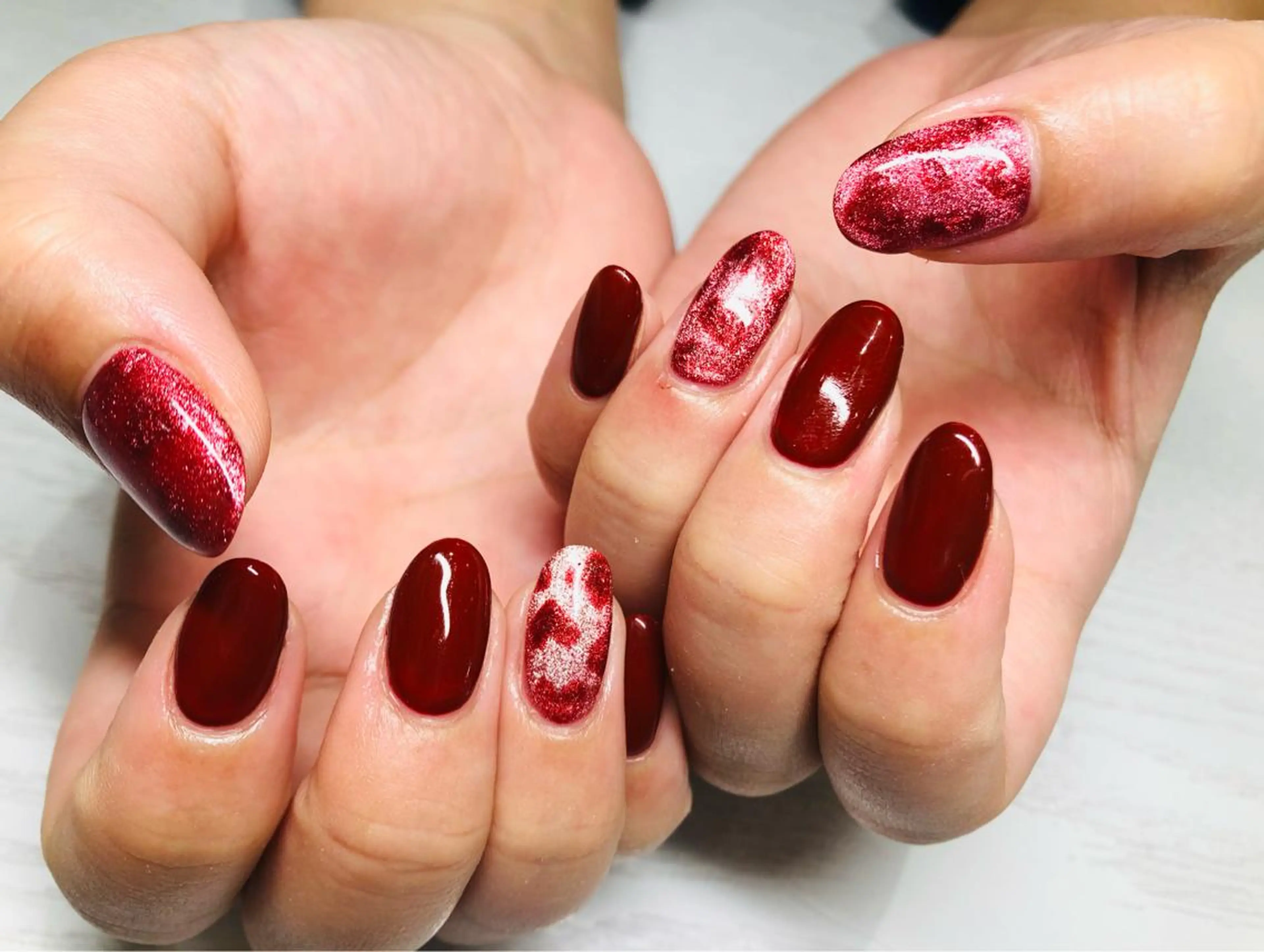 ネイル ハート マグネットネイル いちじゅう あおいのネイルデザイン