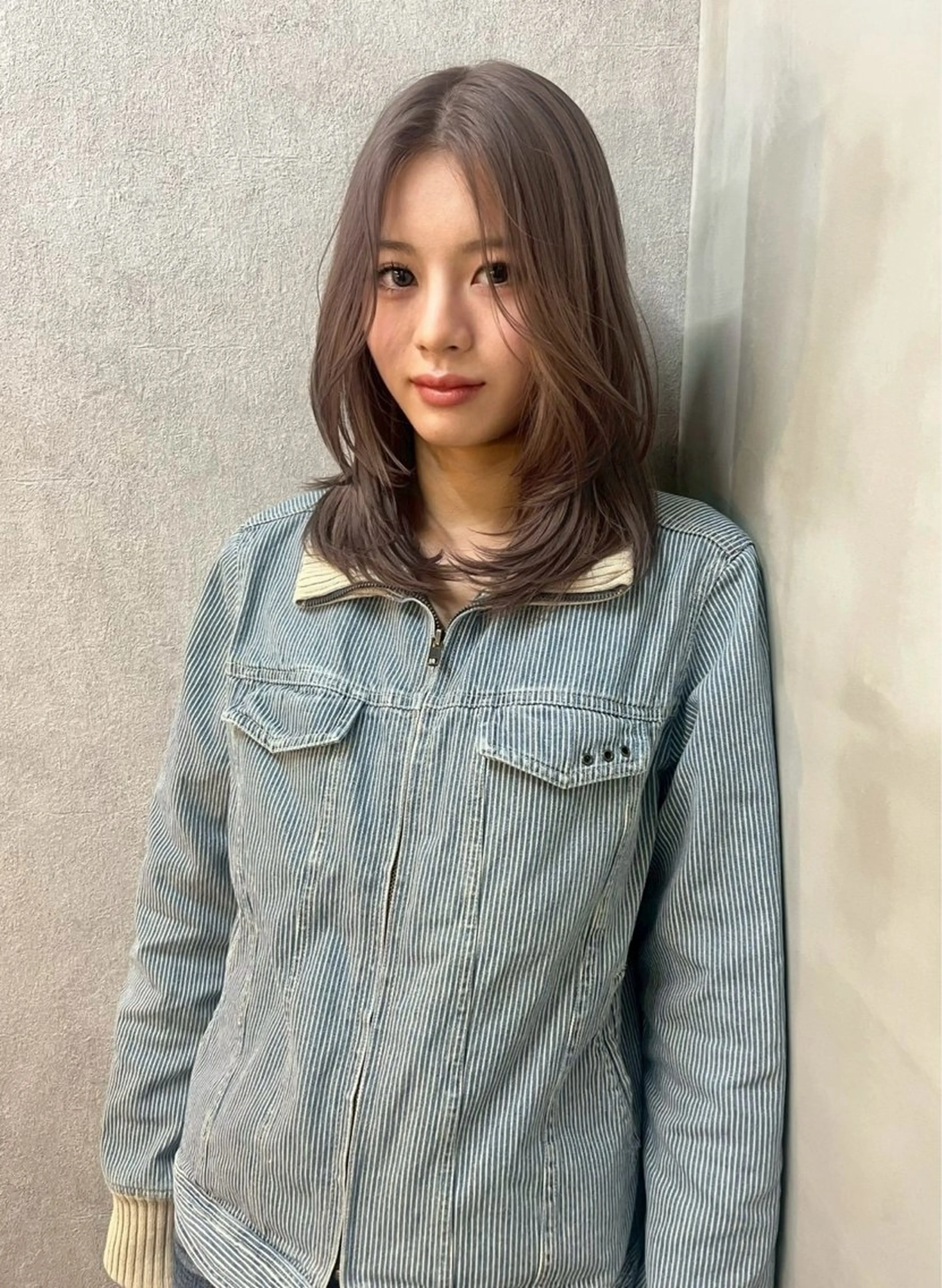 セミロング ミルクティーブラウン カット ヘアカラー トリートメント qpula クプラのヘアスタイル