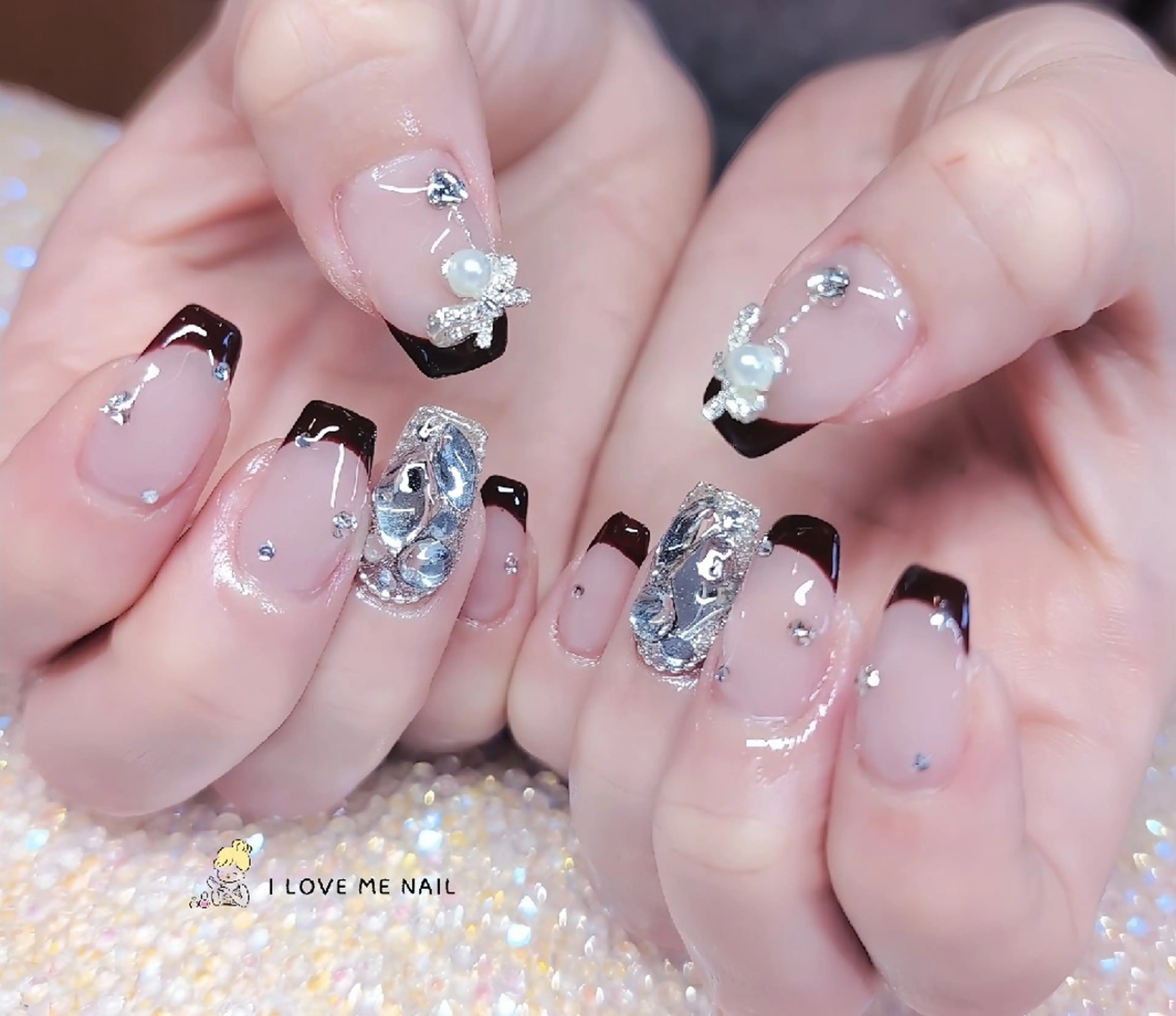 ネイル 長さ出し ハート 韓国ネイル マグネットネイル ニュアンスネイル ハンドネイル I LOVE ME NAIL.｡.:*♡のネイルデザイン