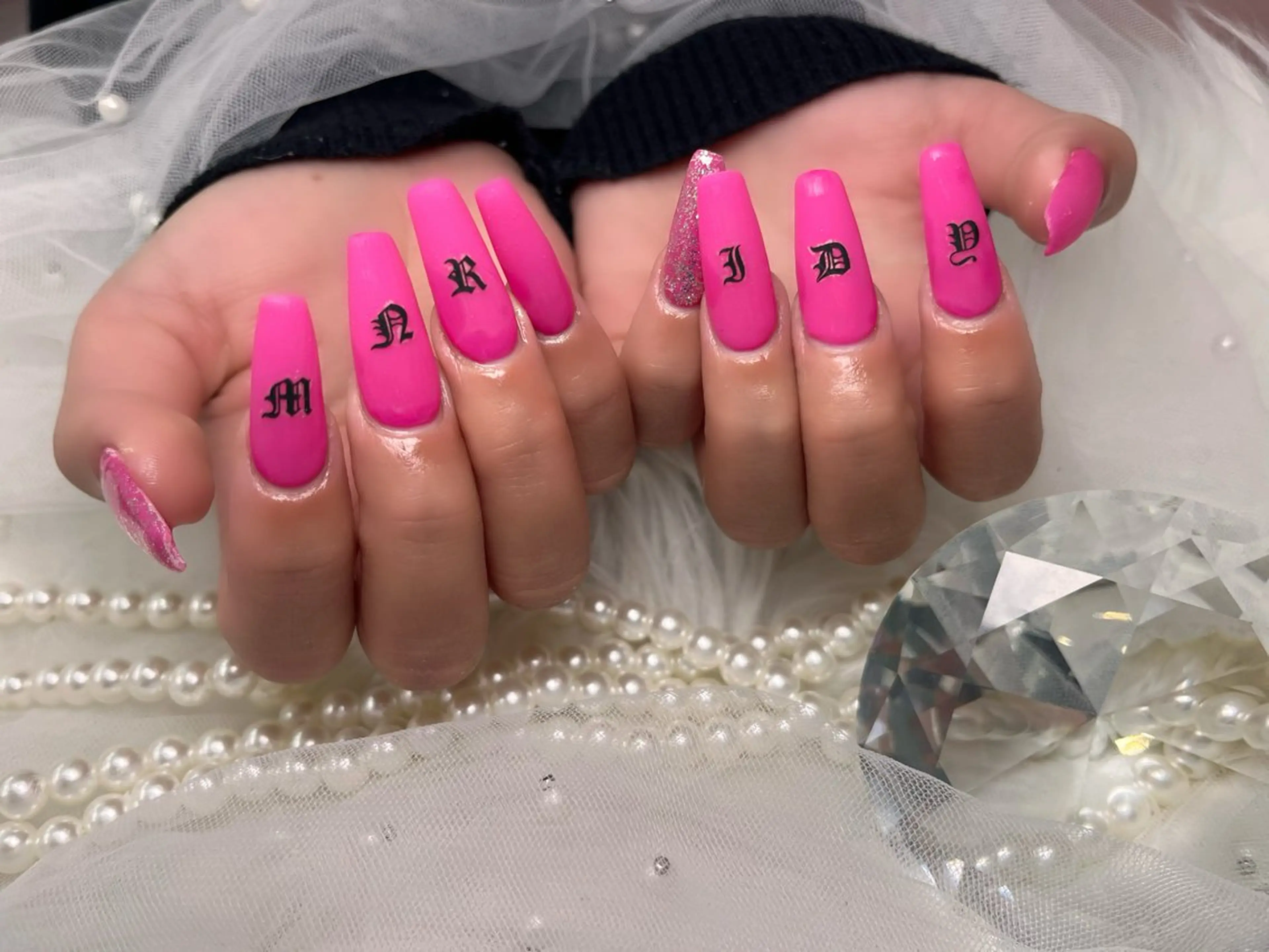 ネイル オーロラネイル 長さ出し フラッシュネイル 韓国ネイル ロングネイル icy nail 葵のネイルデザイン