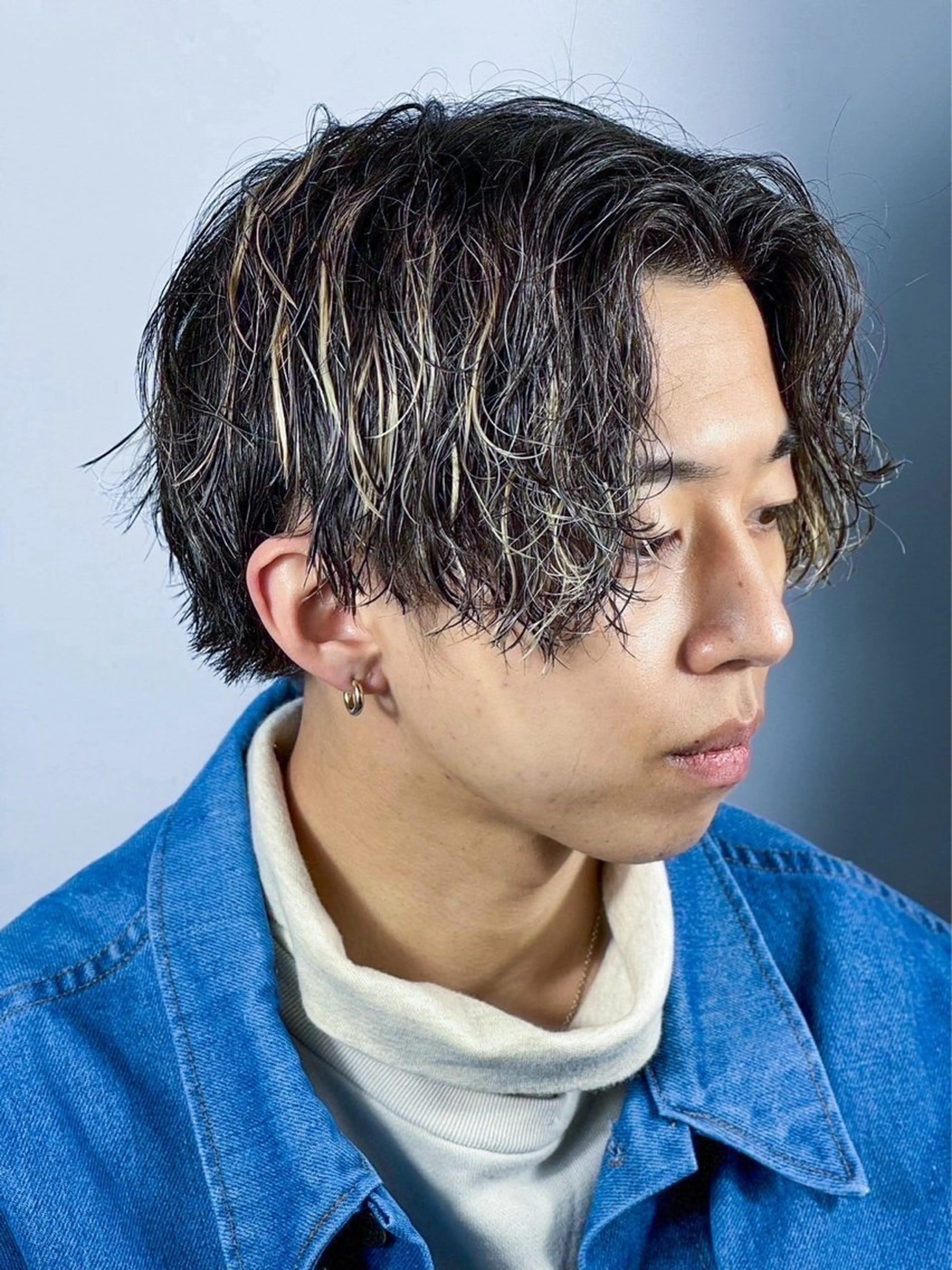 セミロング パーマ ヘアアレンジ メンズ 櫻井 亮汰のヘアスタイル