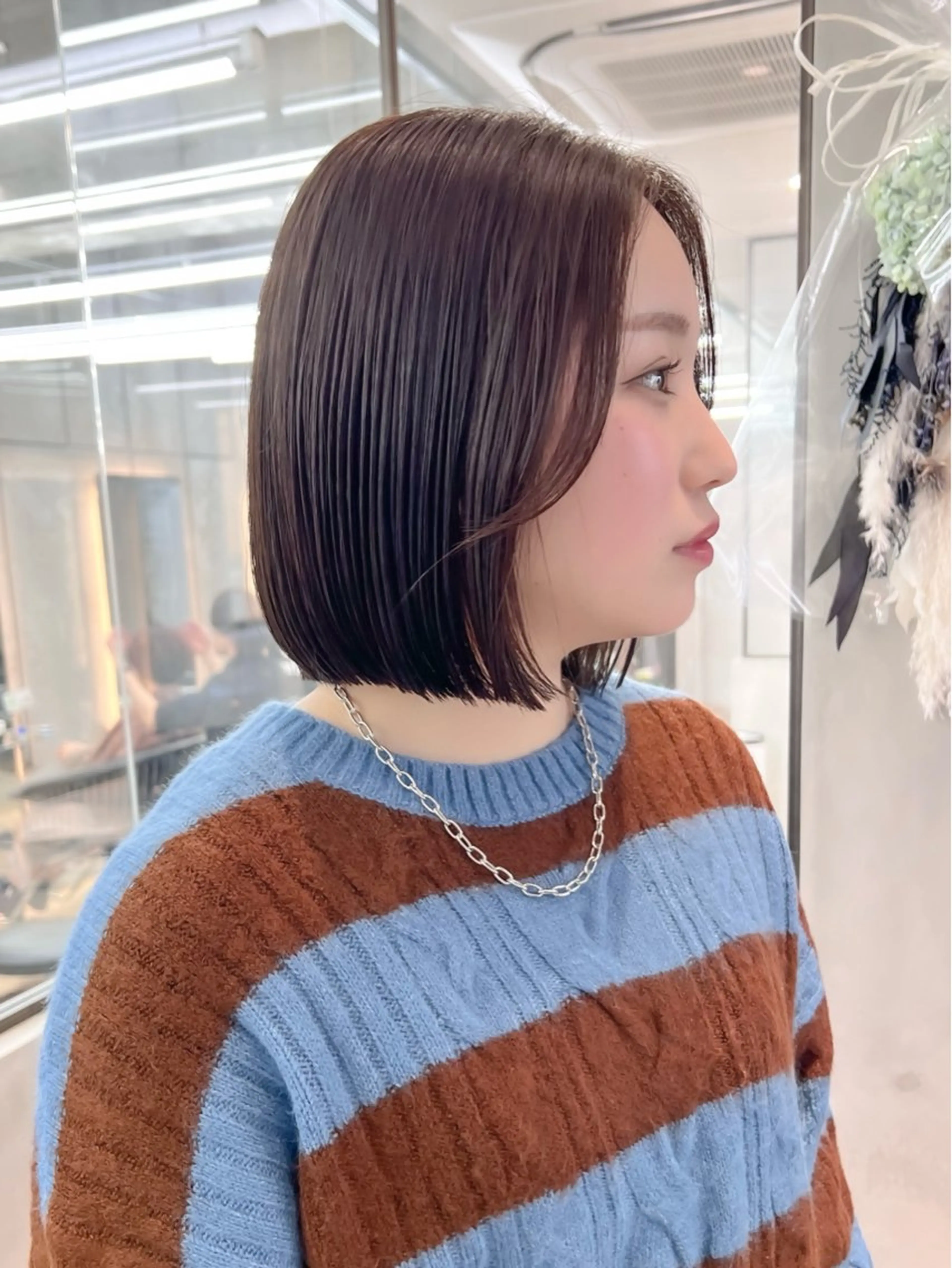 ミディアム カット ヘアカラー トリートメント ボブ/縮毛矯正 髪質改善/もえるのヘアスタイル