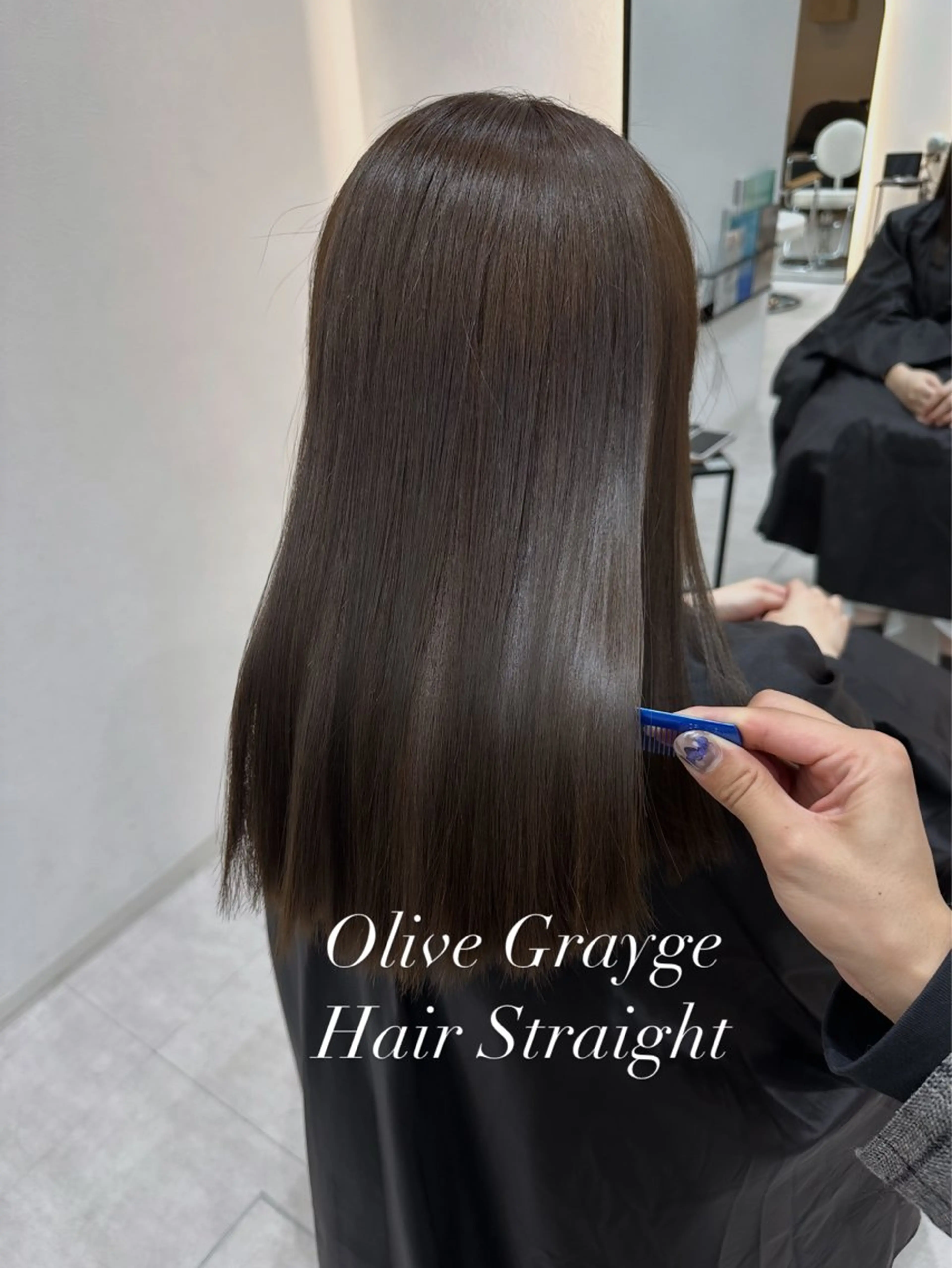 ミディアム カラー 赤み消し/透明感 オリーブ/福田れんのヘアスタイル