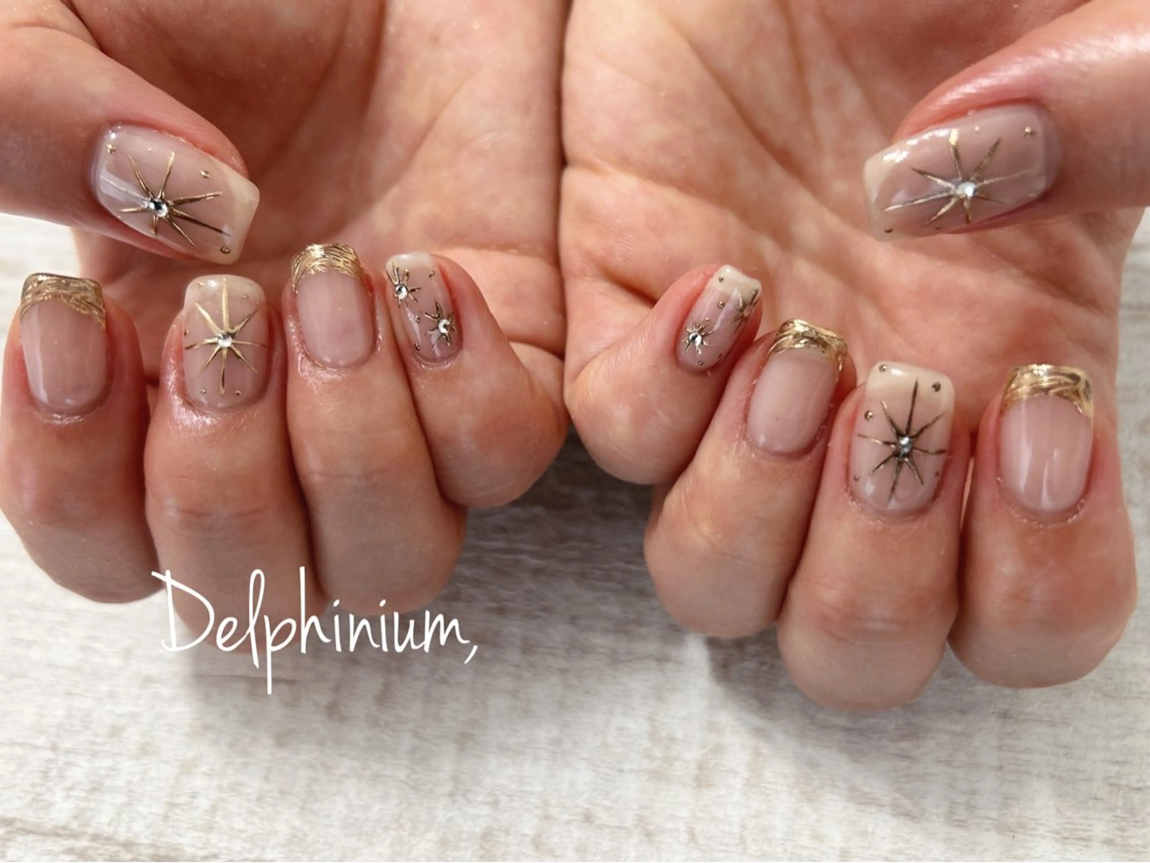 ネイル ジェルネイル ミラーネイル パラジェル ハンドネイル 岡本 友恵のネイルデザイン