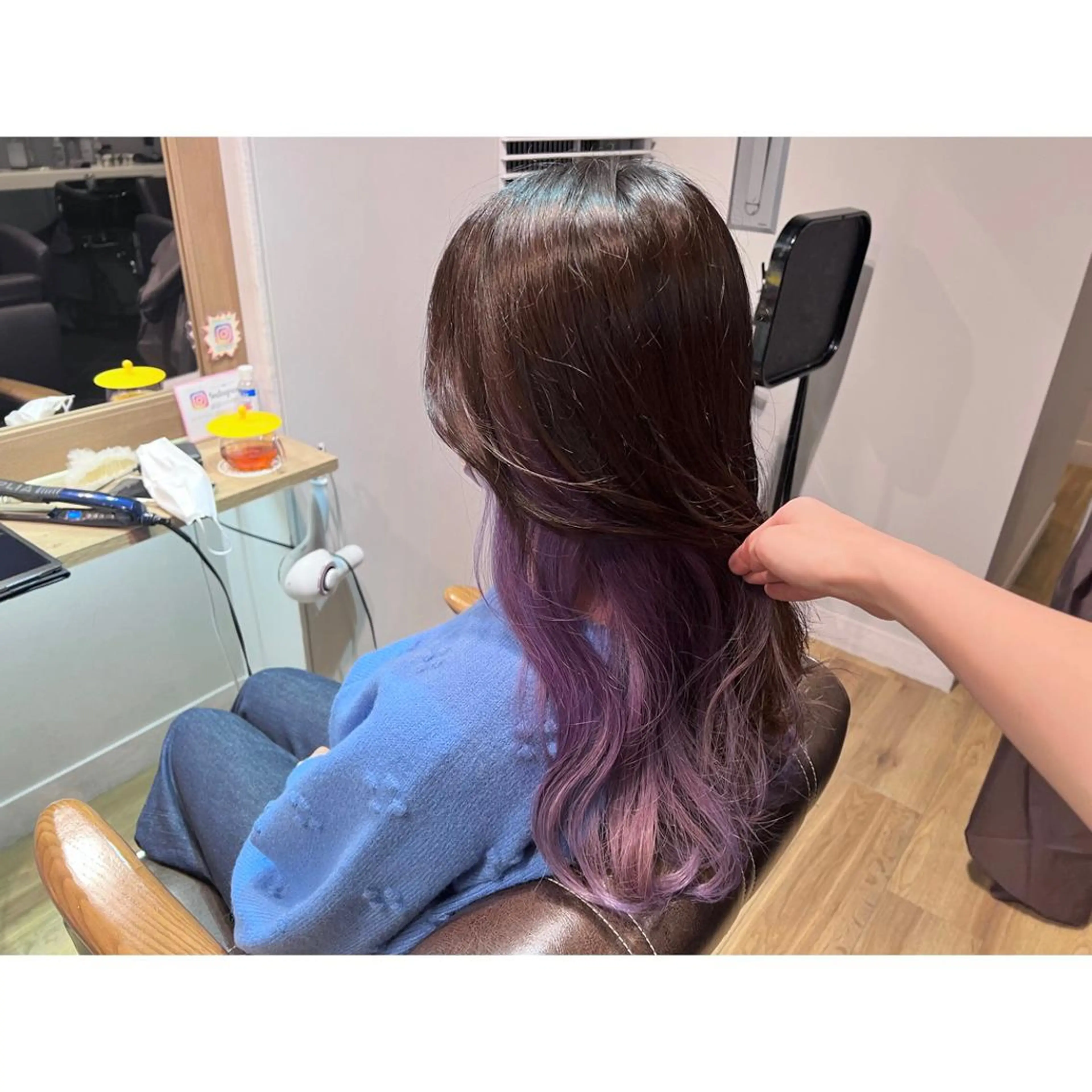 ロング カラー インナーカラー パープルカラー ヘアカラー トリートメント ツキダテ ユイのヘアスタイル