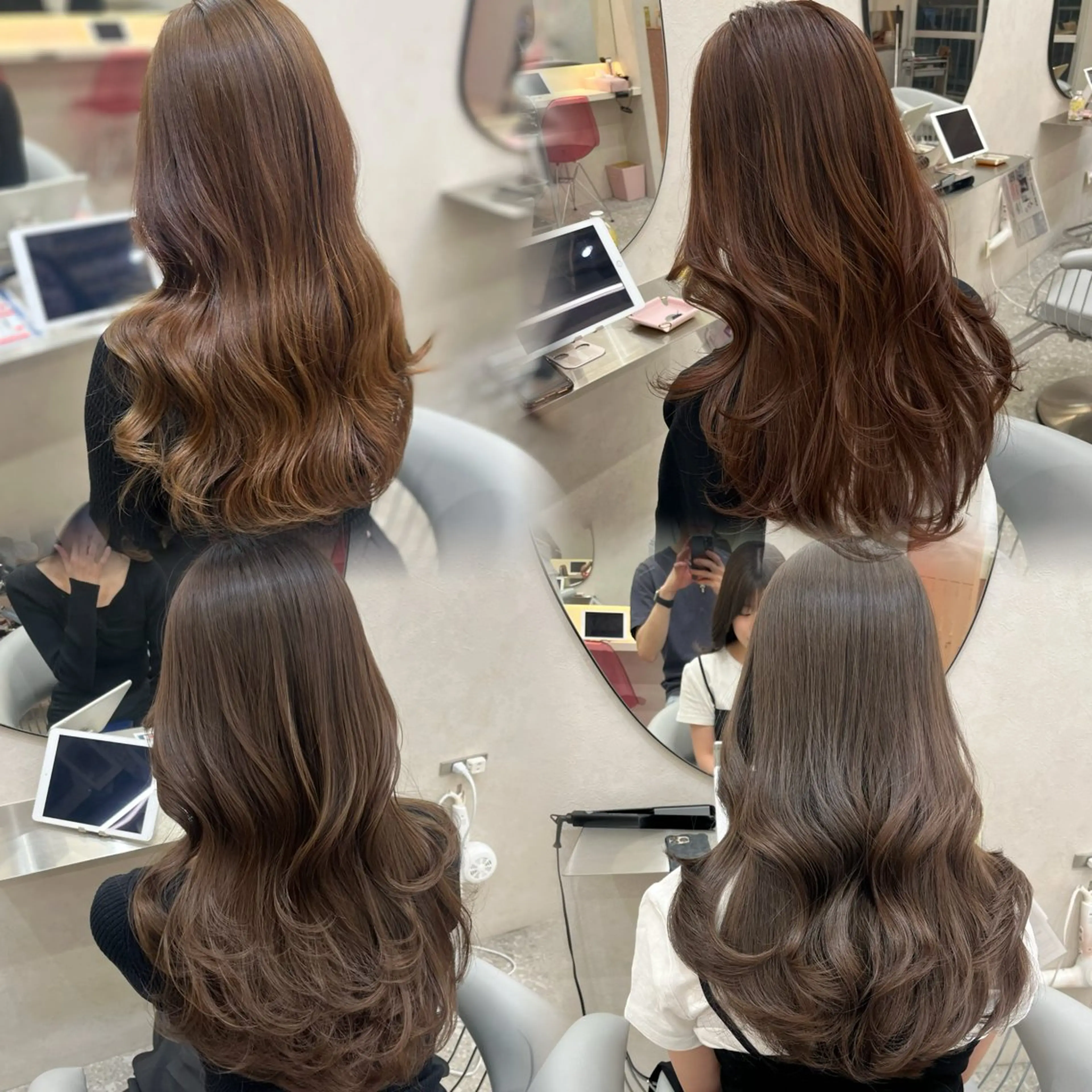 ロング カラー ブリーチ ブラウンカラー ダブルカラー ブリーチなしカラー カット ヘアカラー トリートメント 韓国ハッシュカット/ 新宿/髪質改善/岡崎のヘアスタイル