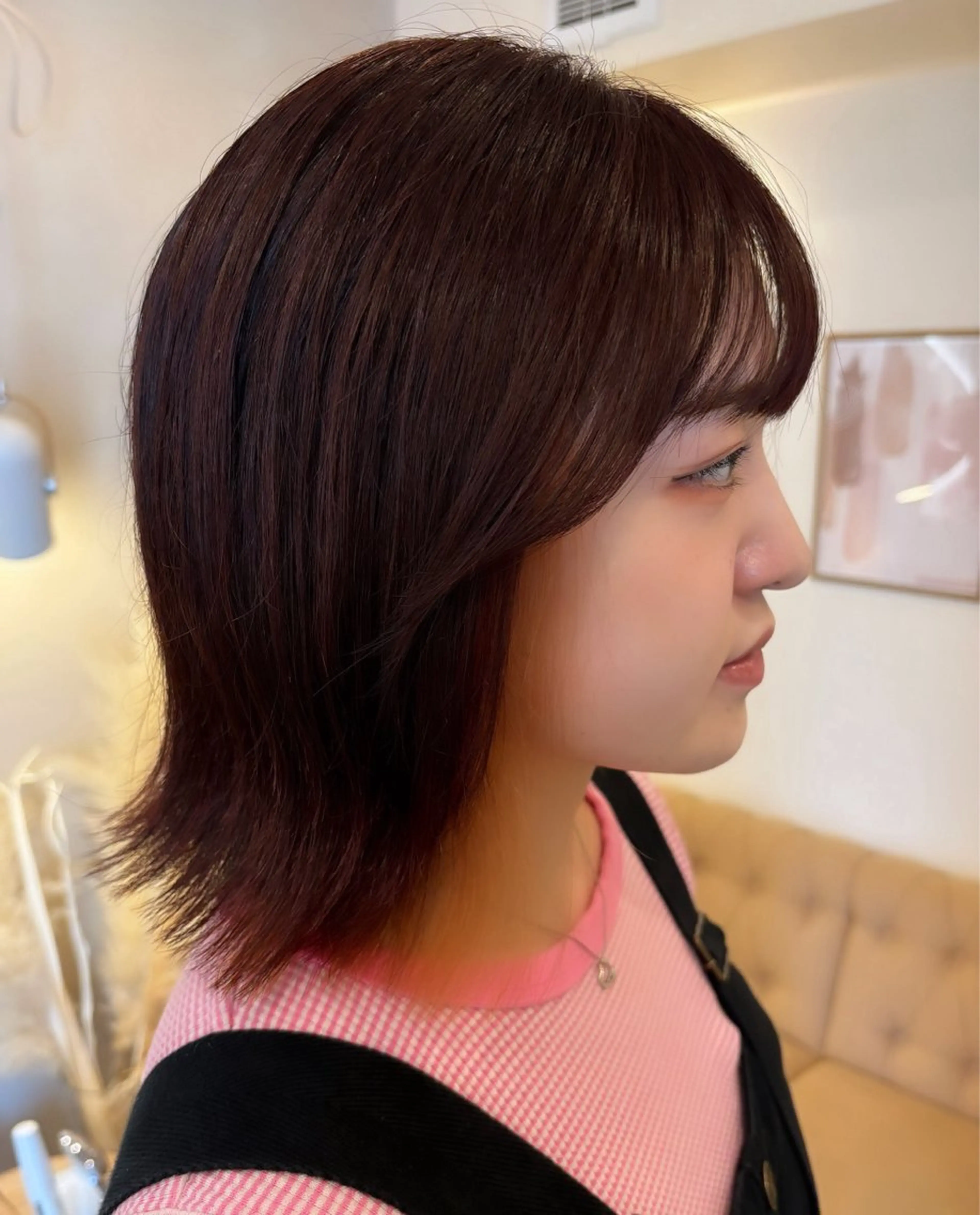 カラー ヘアカラー トリートメント ミルクティ/ピンク/ レイヤー/yuriaのヘアスタイル