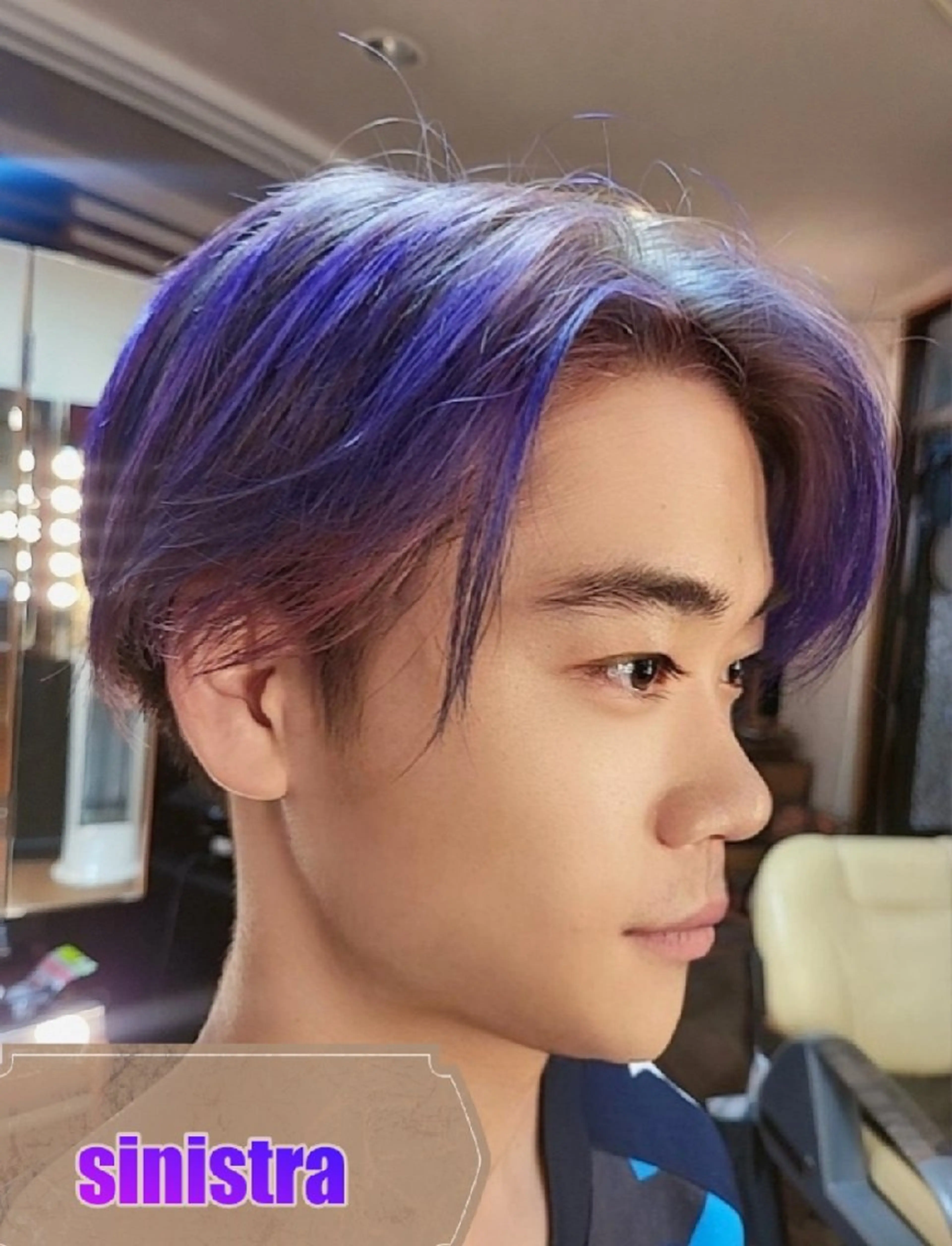 ショート メンズ メンズブリーチ パープルカラー 再来率94％原宿足利 表参道★シニストラのヘアスタイル