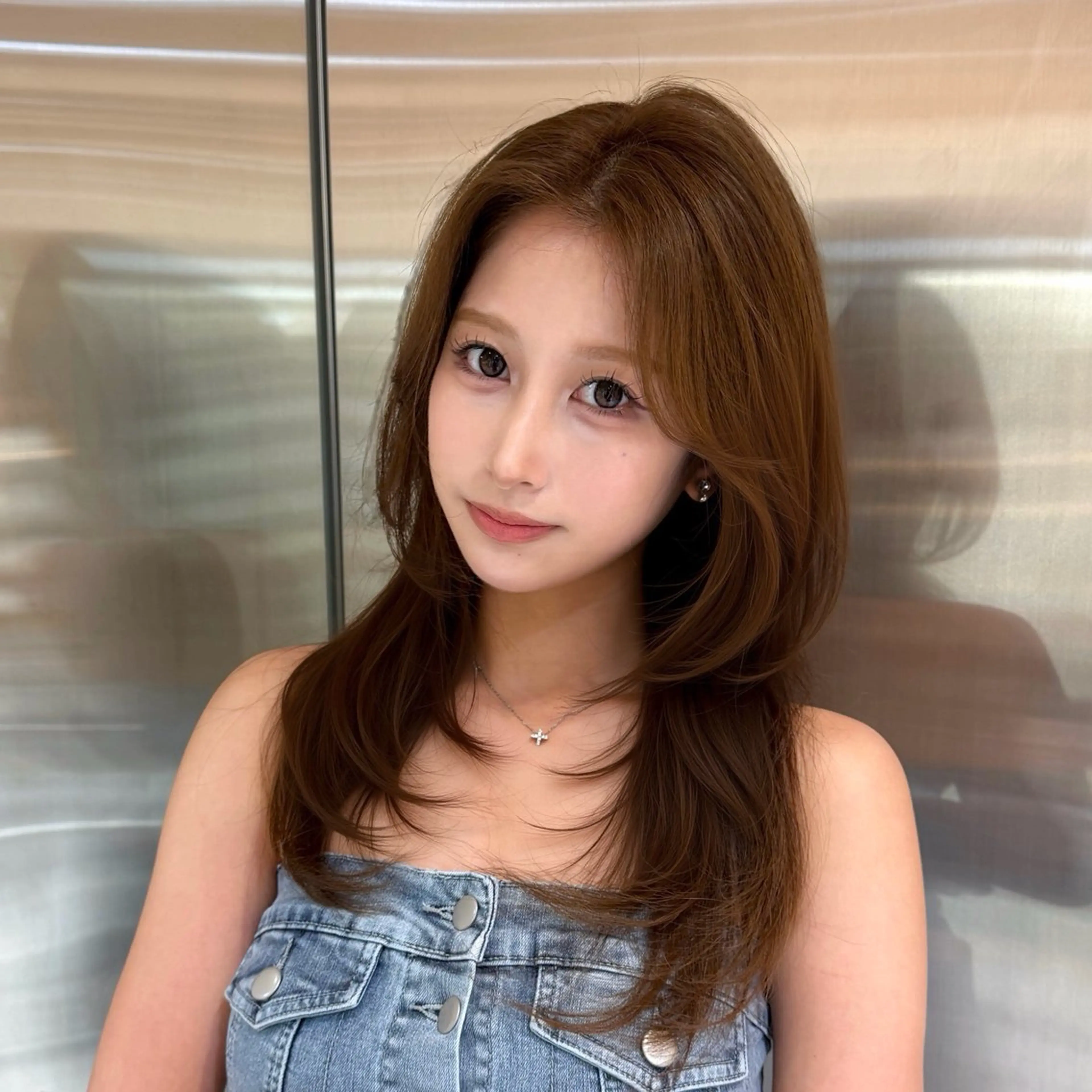 セミロング レイヤーカット カット ヘアカラー トリートメント 🎀しゅな/韓国 レイヤー/透明感♡のヘアスタイル