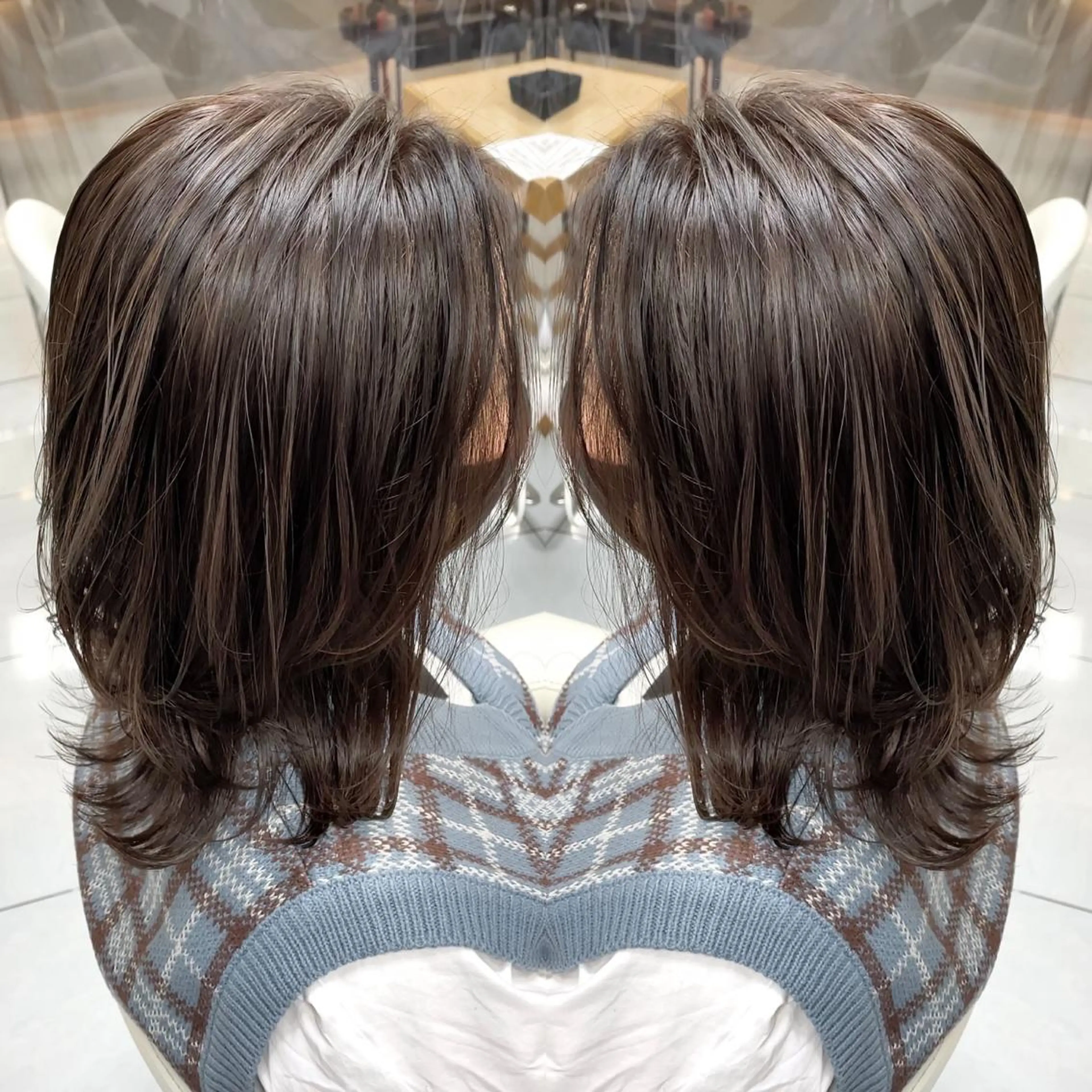 ミディアム カラー 縮毛/レイヤー 韓国/橋口のヘアスタイル