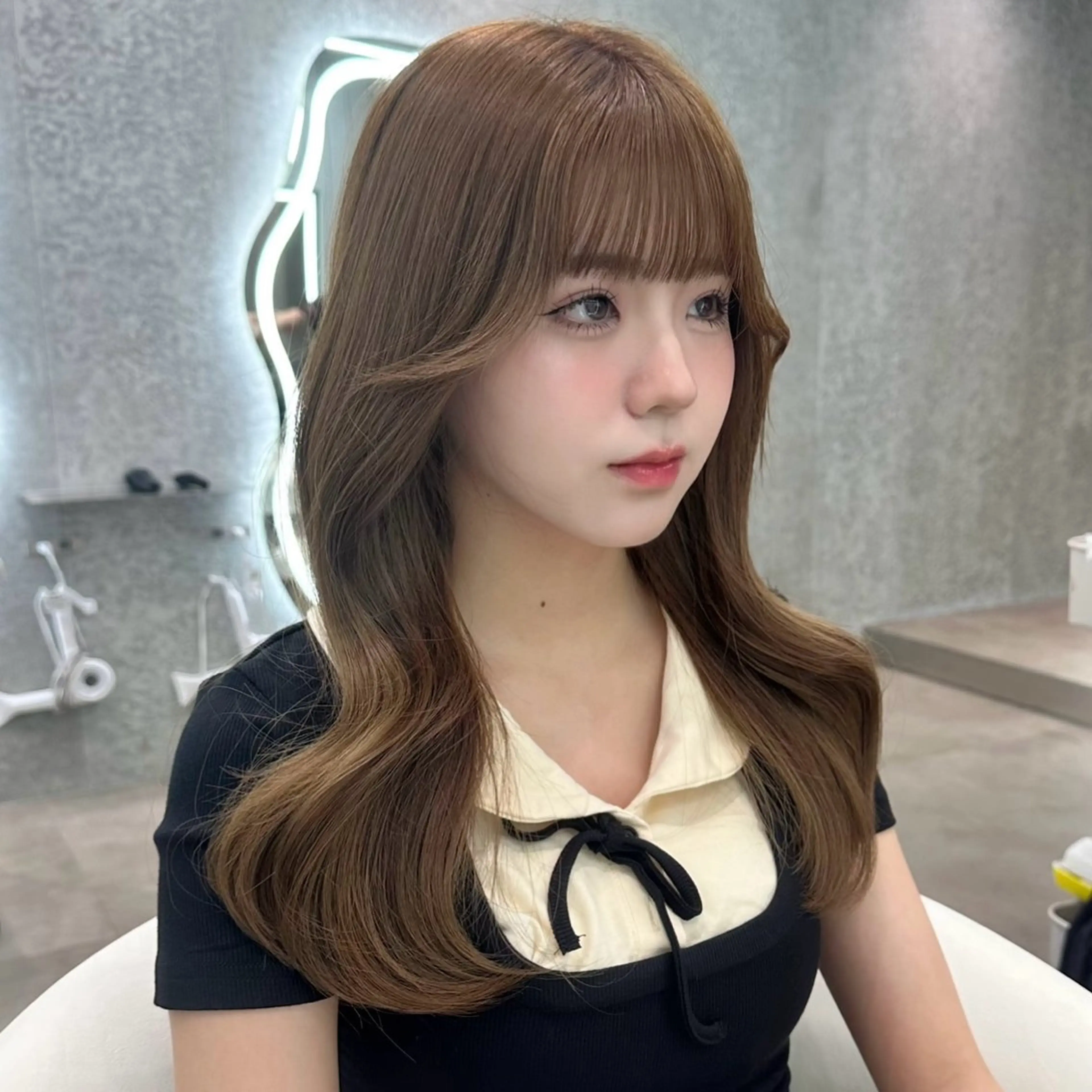 ミディアム ブリーチなしW🎀 髪質改善/はのんのヘアスタイル