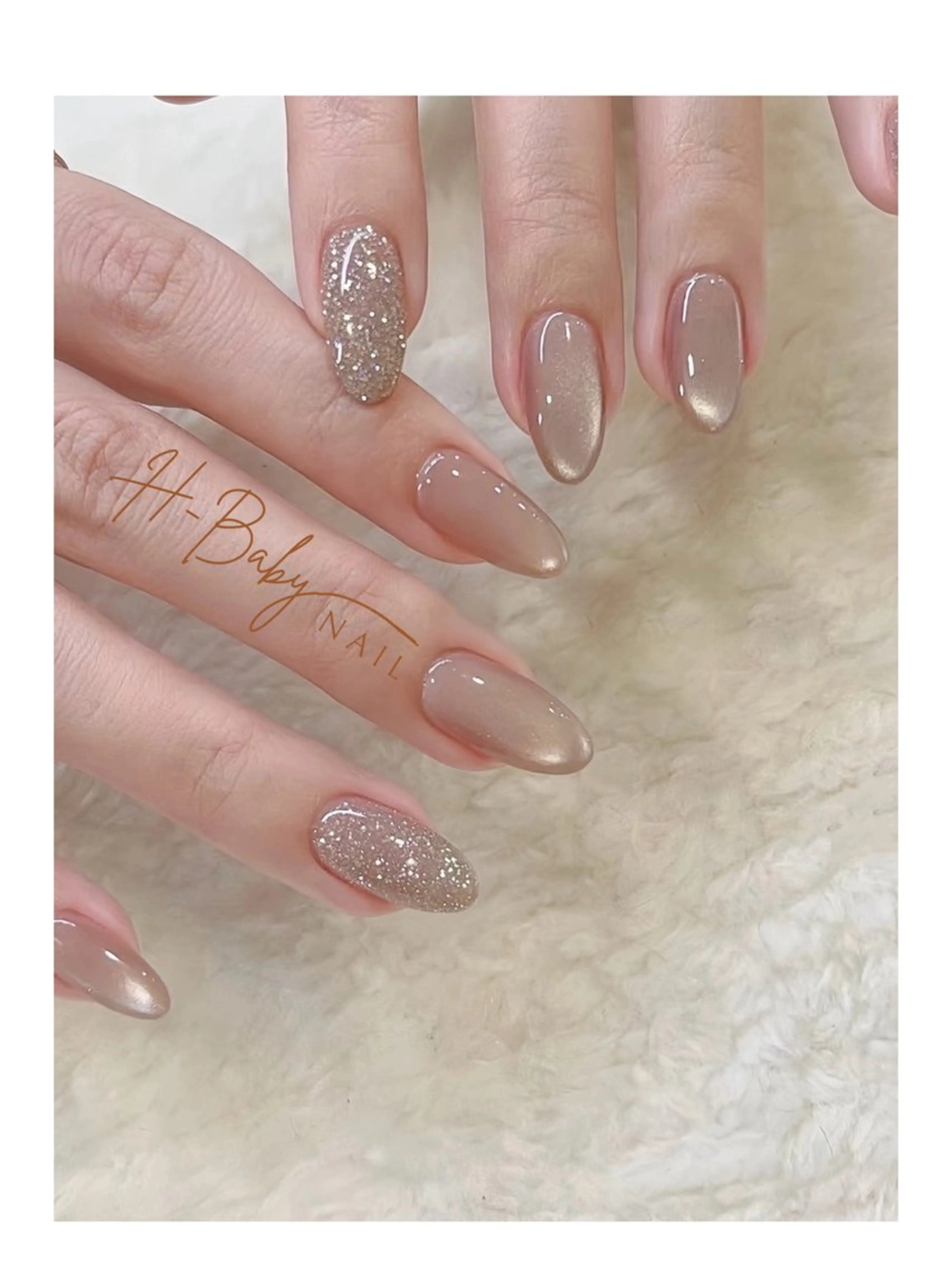 ネイル オーロラネイル フレンチネイル グラデーション 氷ネイル・うるうるネイル キラキラネイル ハンドネイル H.baby Nail Salonのネイルデザイン