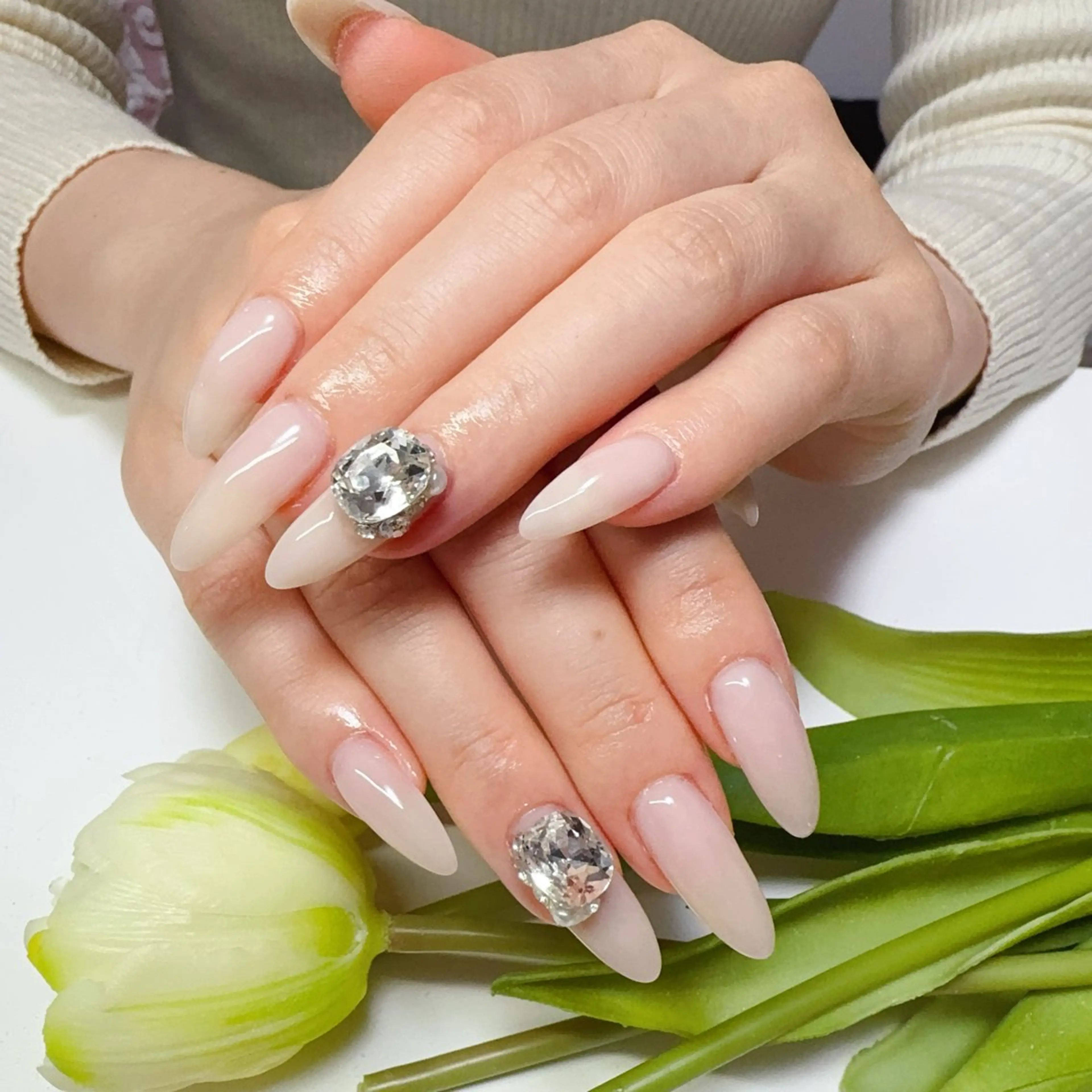 ネイル チークネイル 長さ出し フレンチネイル ジェルネイル ピンク ハンドネイル YUYI.nail salonのネイルデザイン
