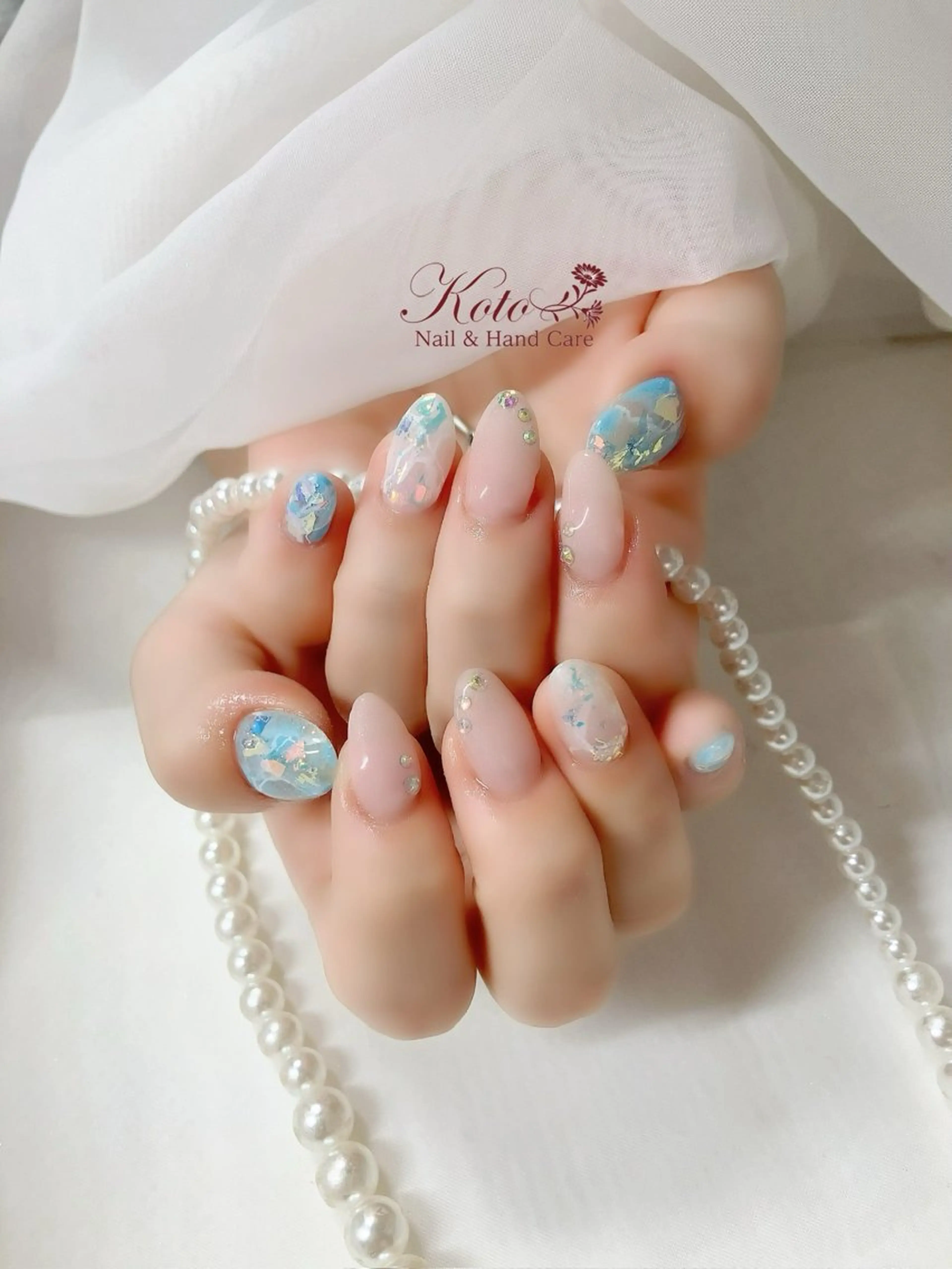 ネイル 長さ出し ジェルネイル 大理石ネイル(マーブル) 持ち込み ニュアンスネイル ハンドネイル Nail Salon KOTOのネイルデザイン