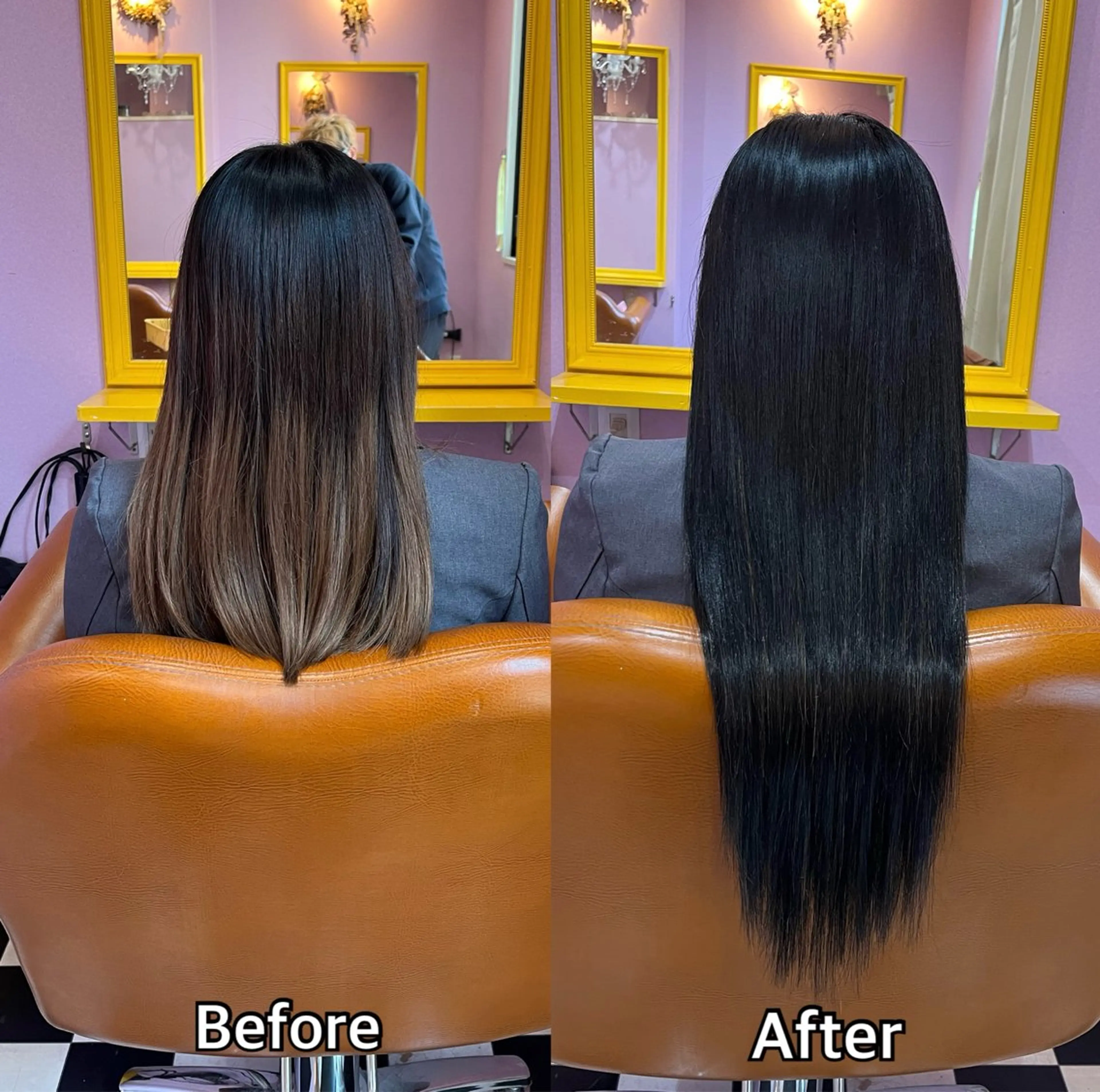 ロング カラー＋ちび編み込み エクステ梅田🐨のヘアスタイル