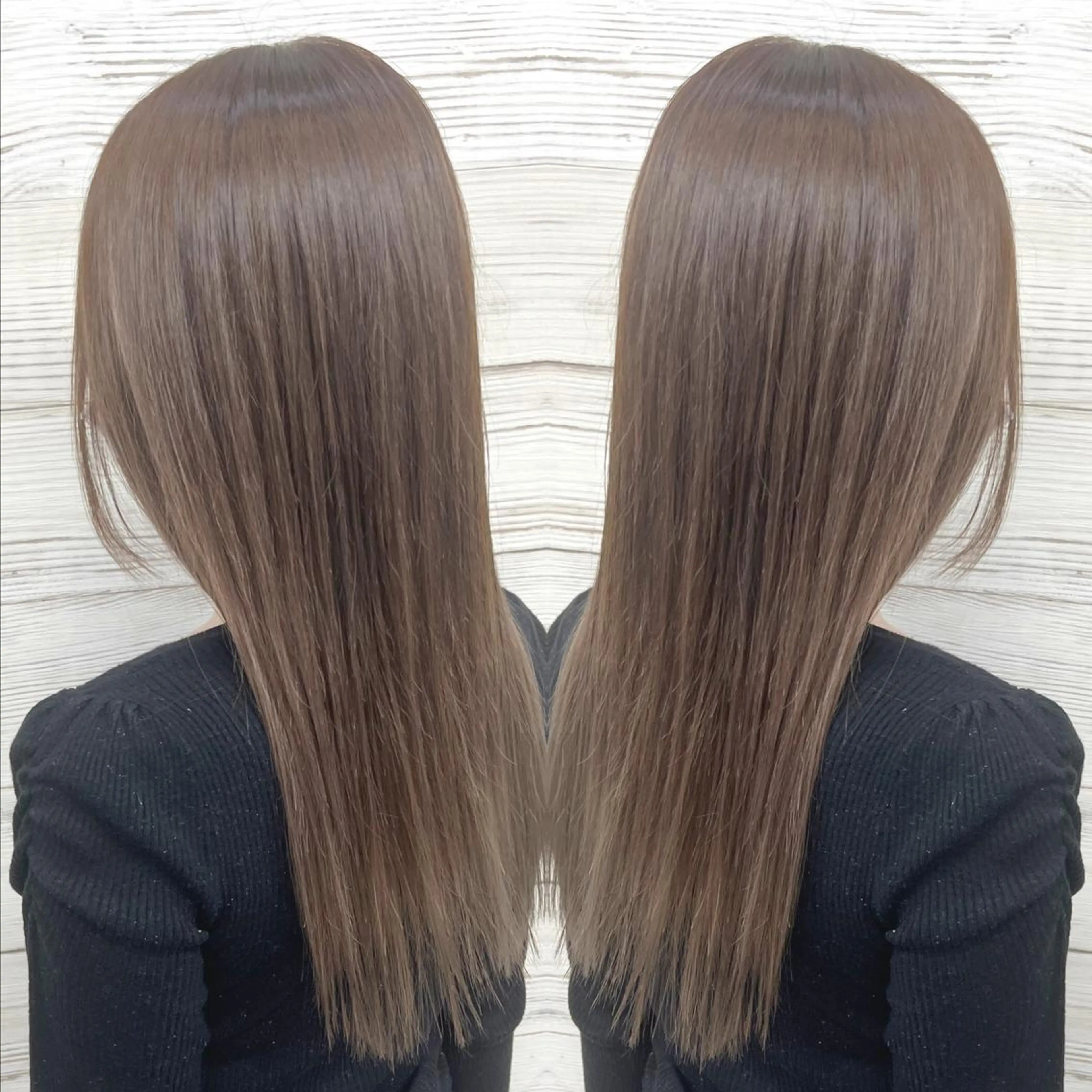 セミロング カラー ヘアアレンジ ブリーチ 透明感カラー エドルカラー グレージュ カット ヘアカラー トリートメント 枝毛カット＆髪質改善 満足NO.1岡しゃんのヘアスタイル