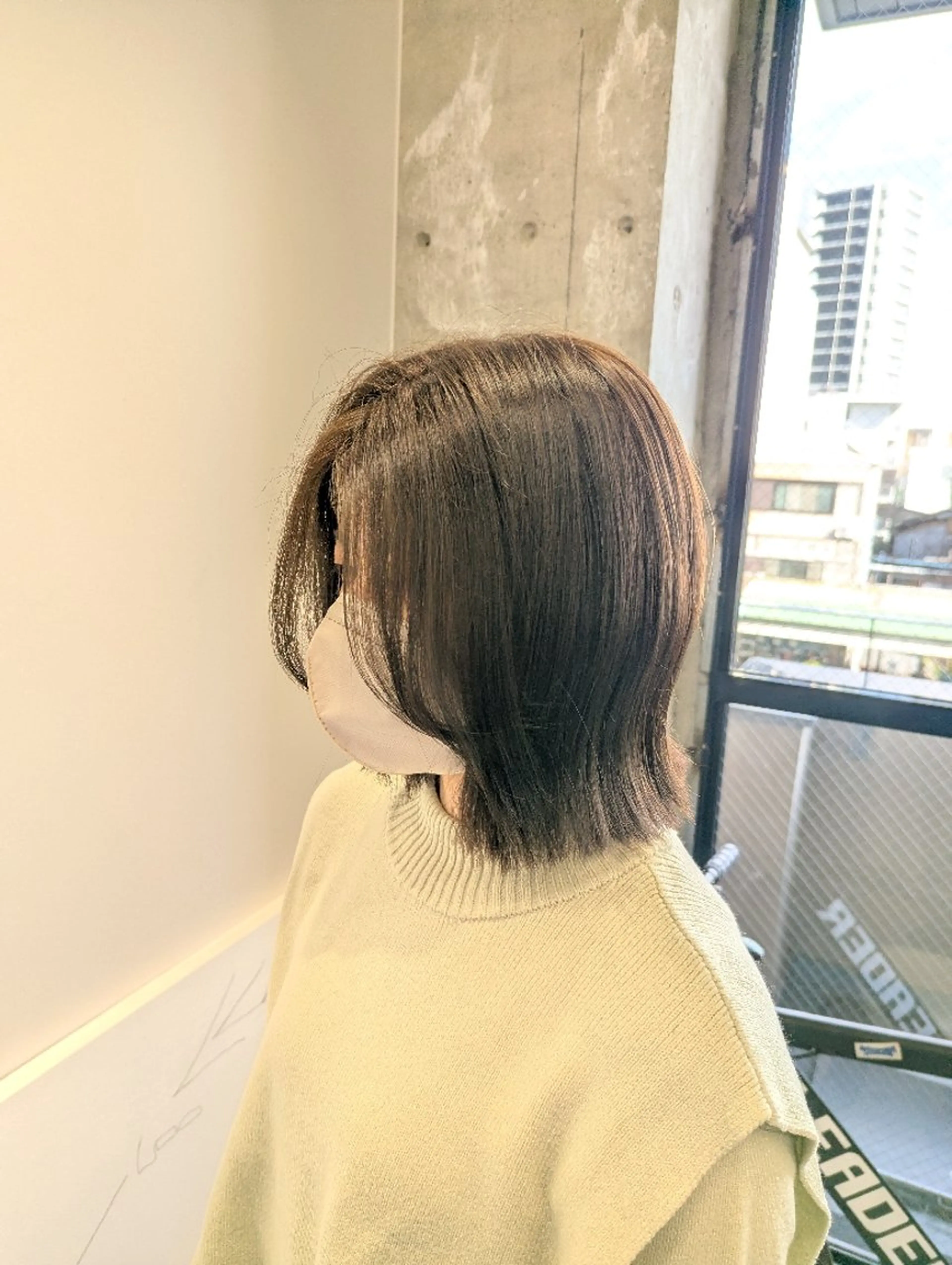ミディアム ボブ くびれヘア カット ヘアカラー トリートメント newi 天王寺　 masakoのヘアスタイル