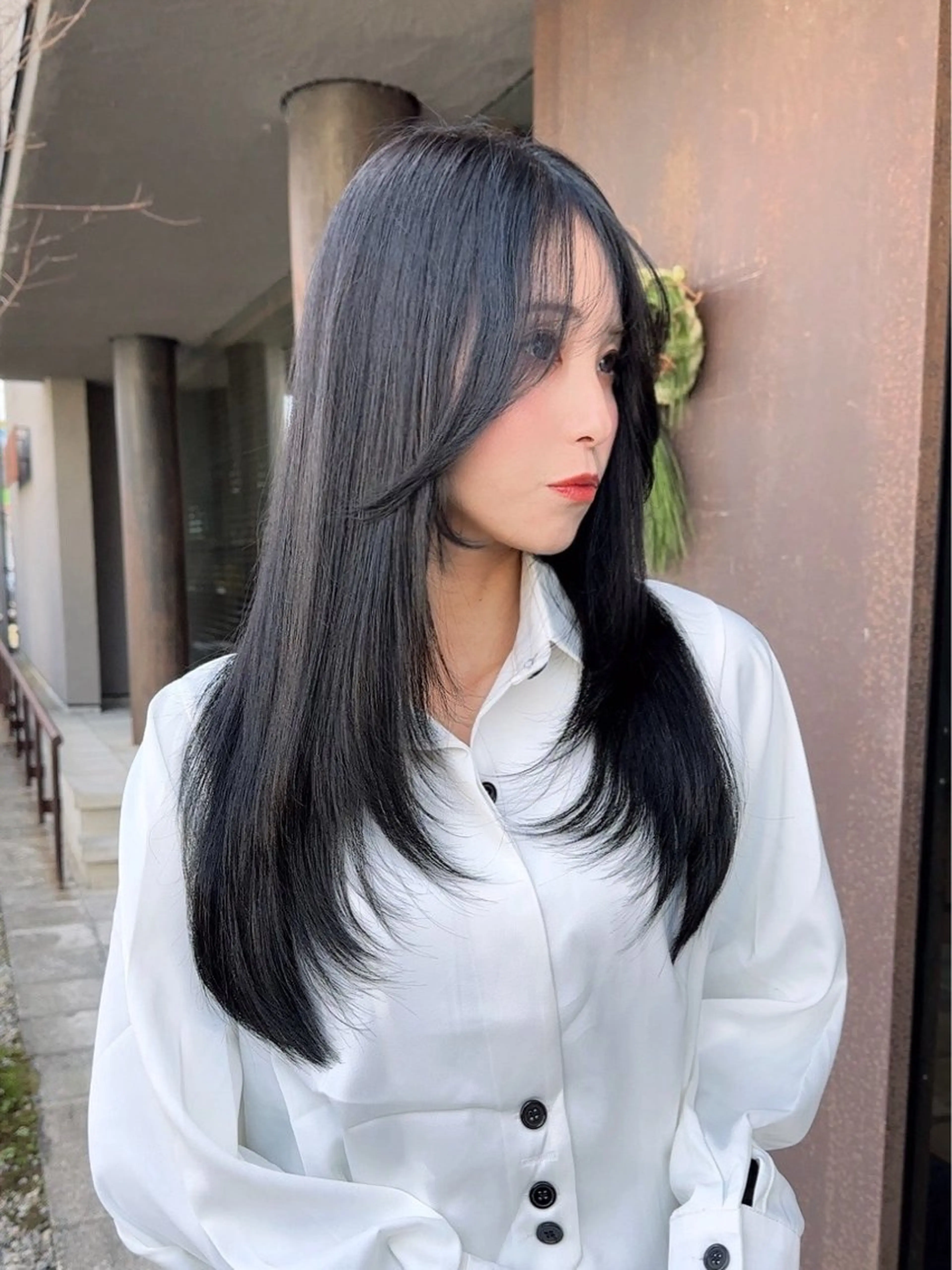 ロング カラー 黒髪 韓国風ヘア レイヤーカット カット ヘアカラー トリートメント 韓国ヘア/レイヤー /大嶽佑馬のヘアスタイル