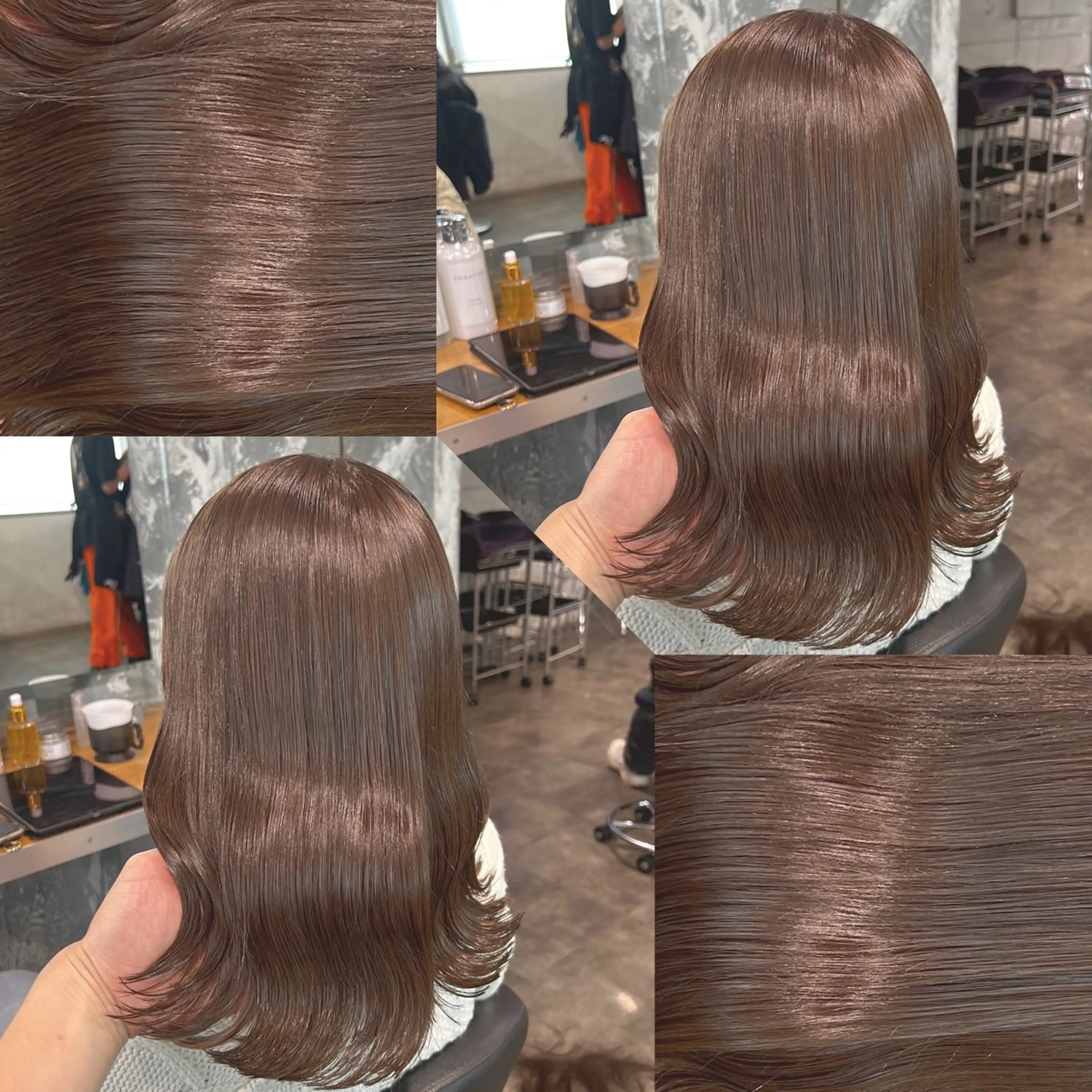 ミディアム カラー ヘアアレンジ ヘアカラー トリートメント ヘッドスパ ヘアセット 韓国風ベージュ🤎 赤みなし🌿横浜🤎のヘアスタイル