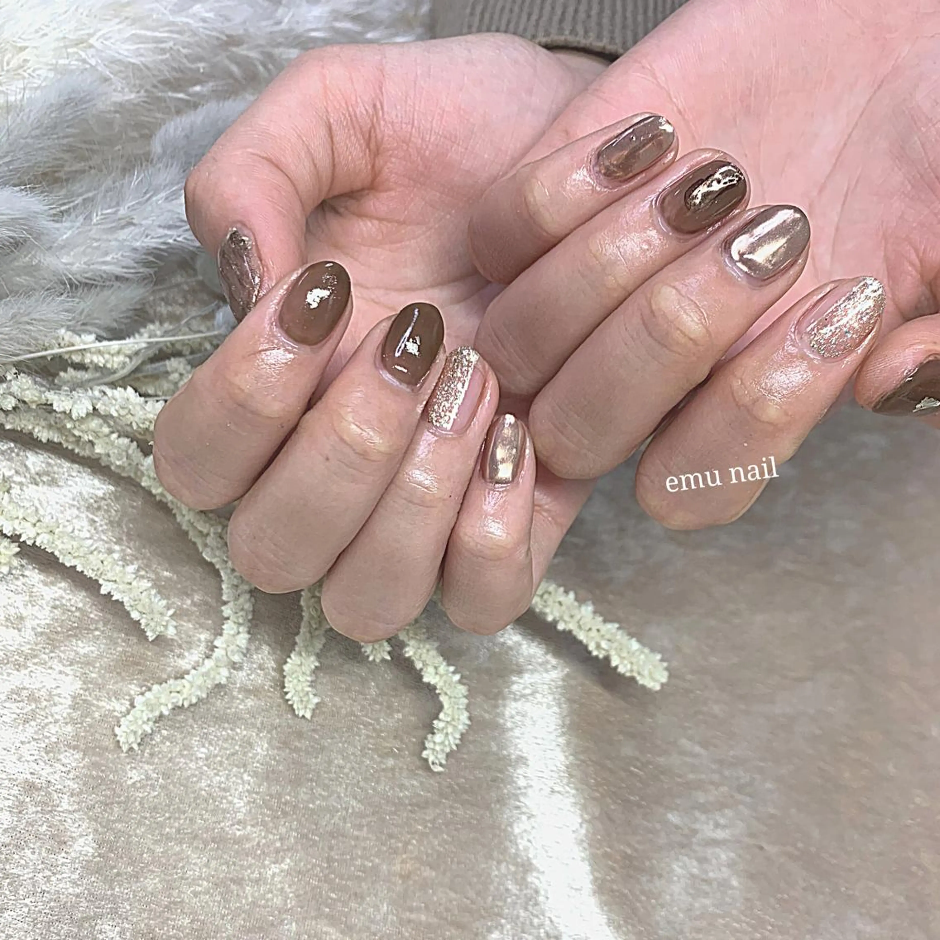 ネイル ブラウン emu nailのネイルデザイン