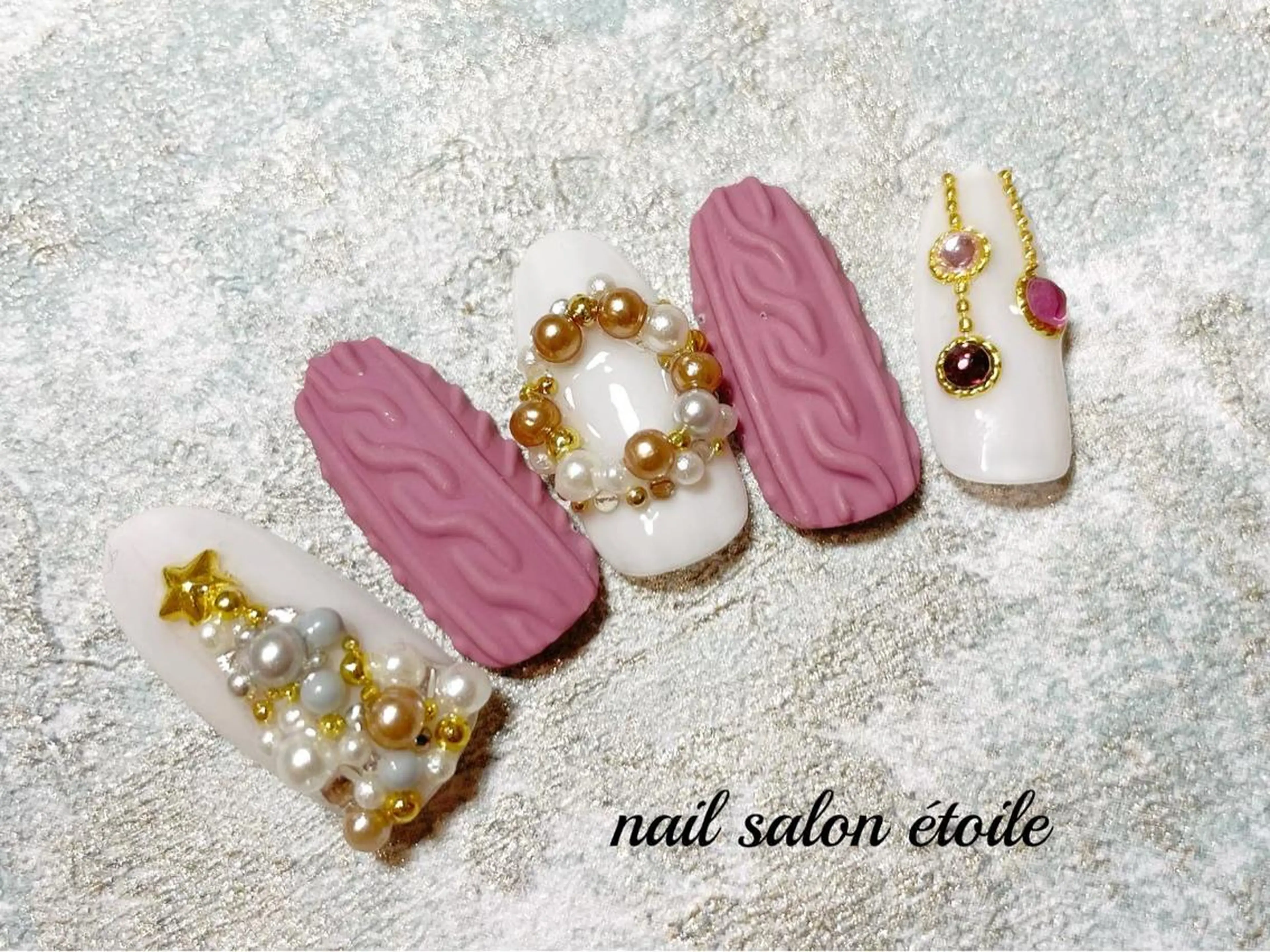 ネイル アートネイル ジェルネイル 冬ネイル クリスマス ハンドネイル nail salon étoileのネイルデザイン