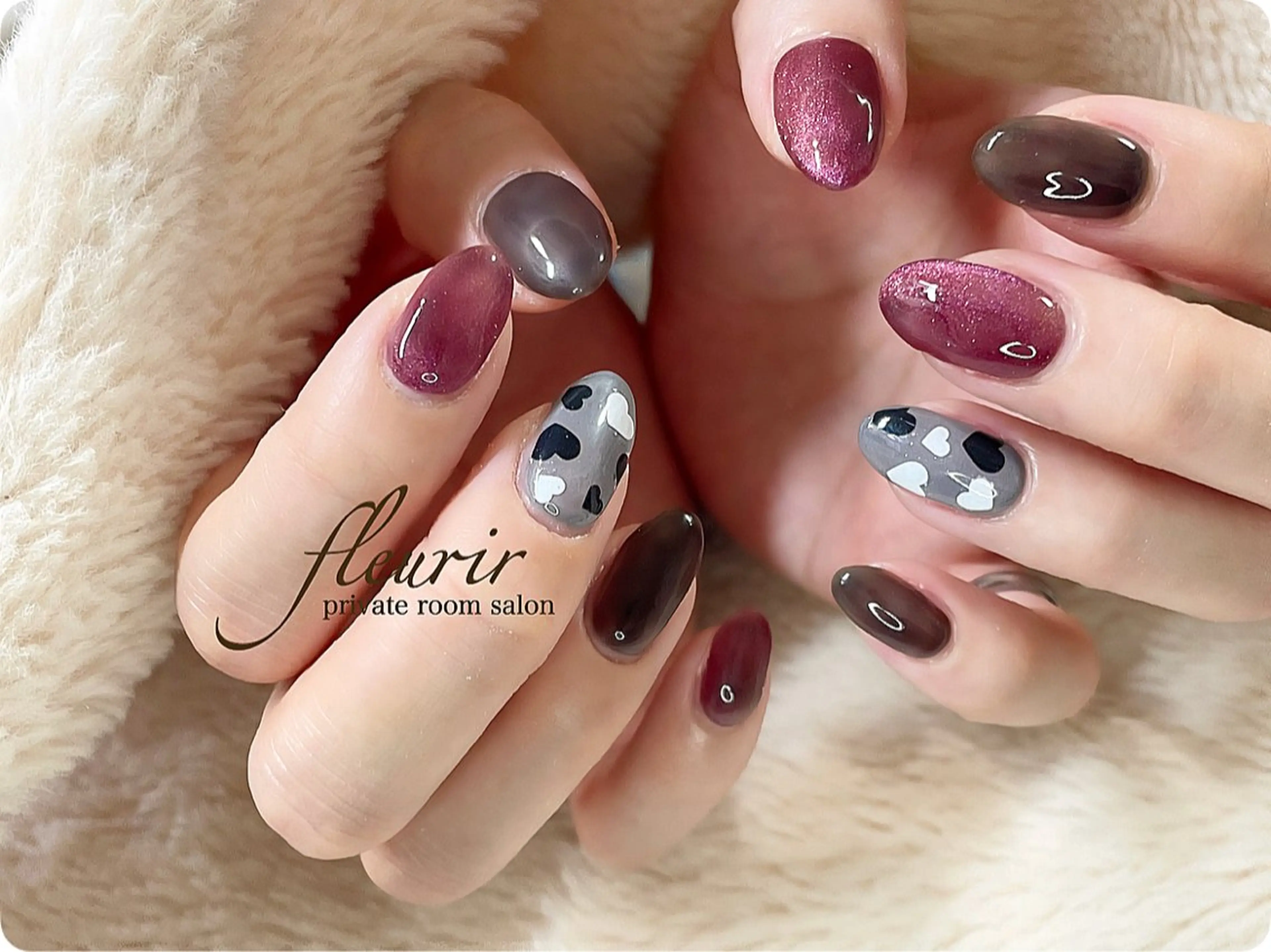 ネイル バレンタイン フルリール 【プライベートサロンのネイルデザイン