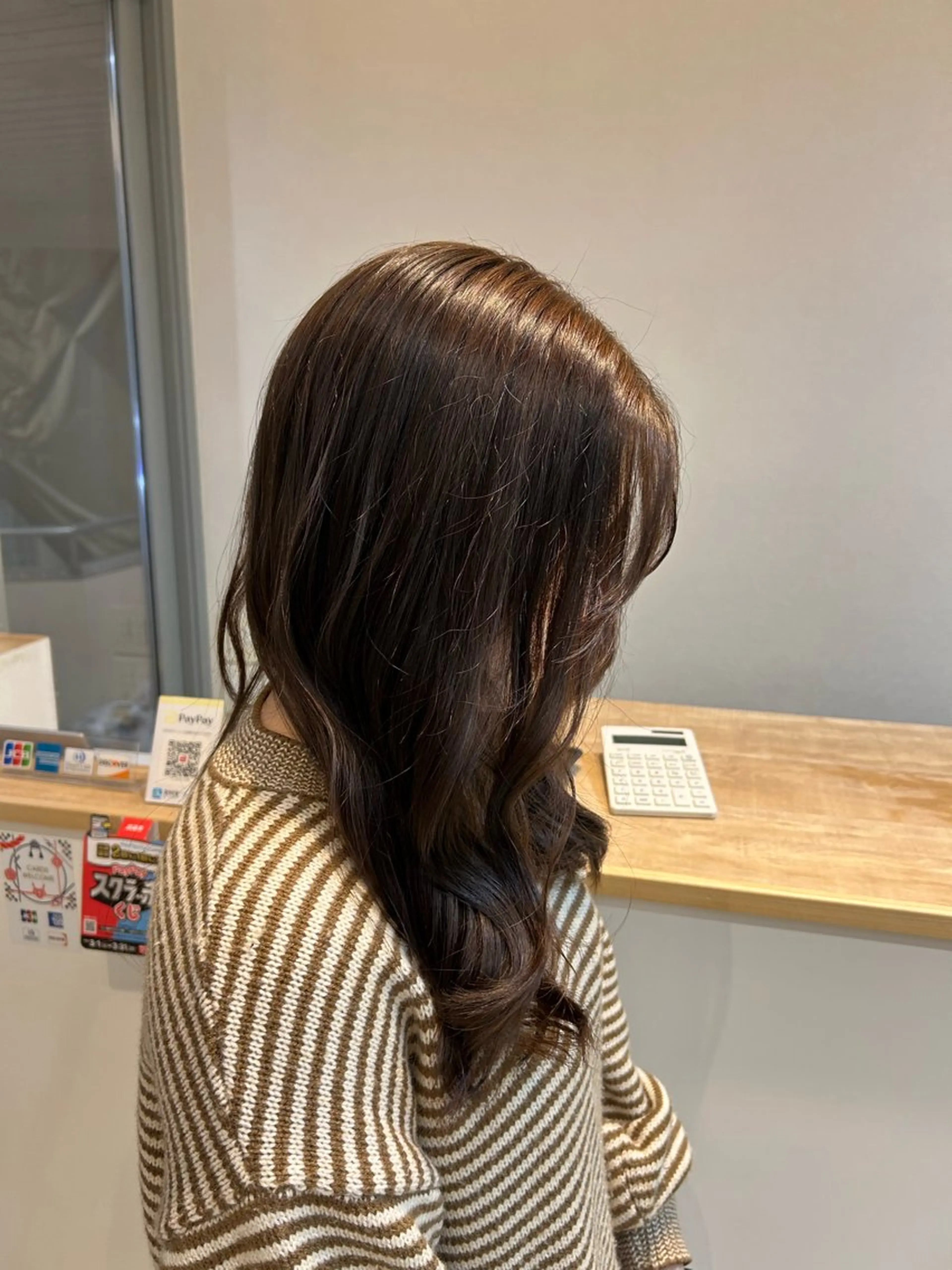 ロング カラー ブラウンカラー 縮毛矯正 ウジイエ ミユウのヘアスタイル