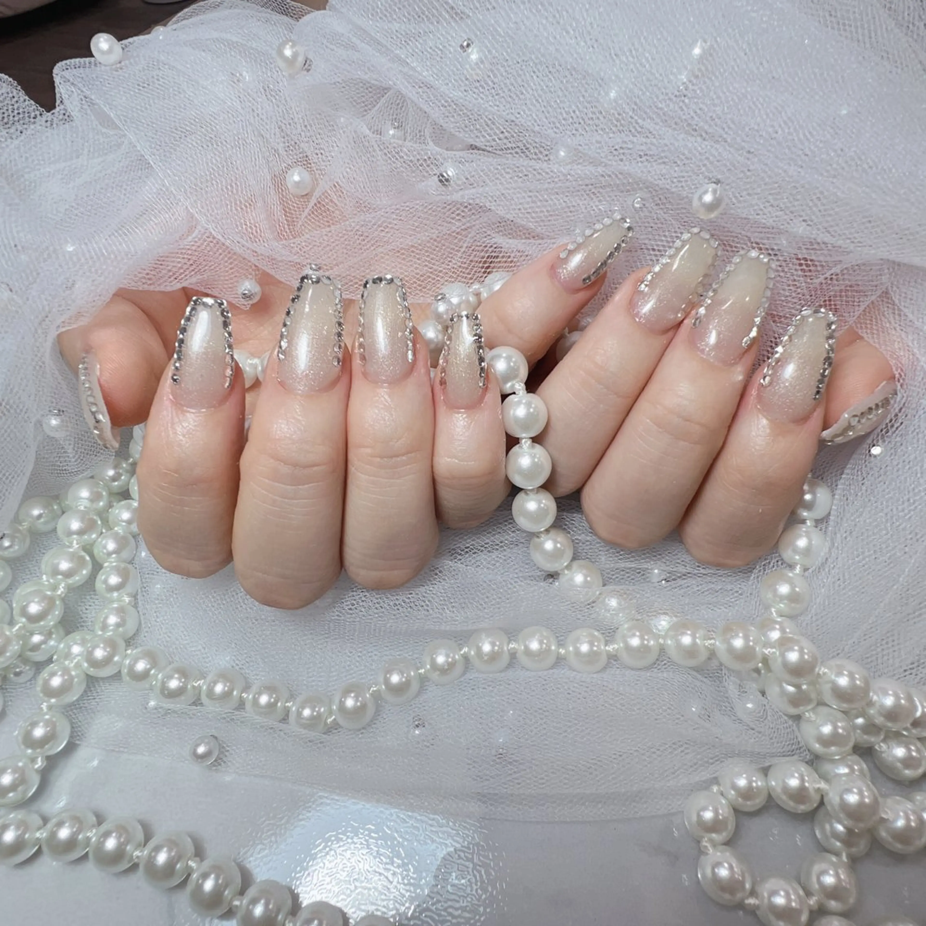 ネイル アートネイル フラッシュネイル フレンチネイル ジェルネイル ガラスフレンチ ハンドネイル You&Me Yukiのネイルデザイン