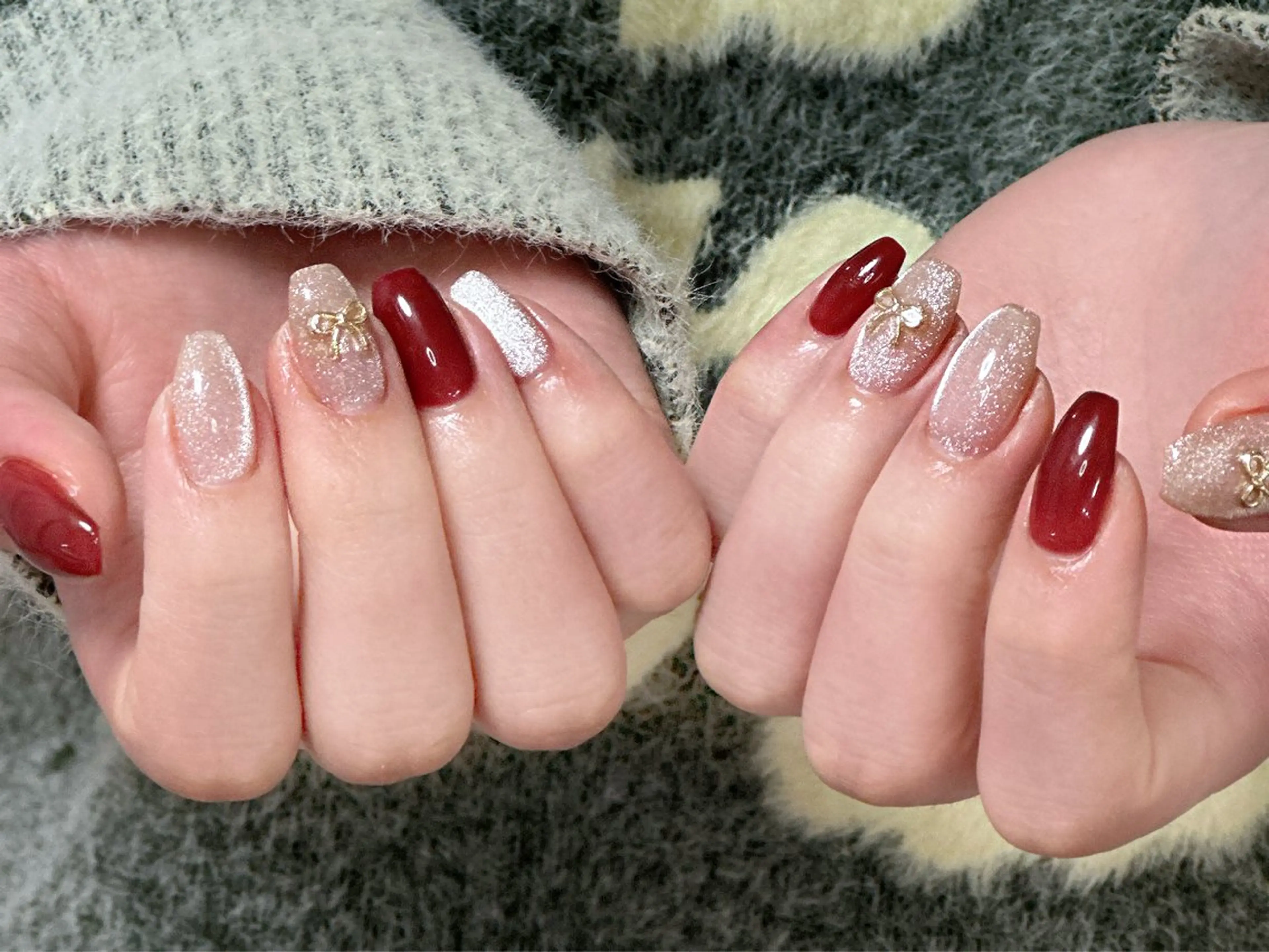 ネイル アートネイル オーロラネイル チークネイル フレンチネイル ガラスフレンチ 🎀YooLi Nail salonのネイルデザイン