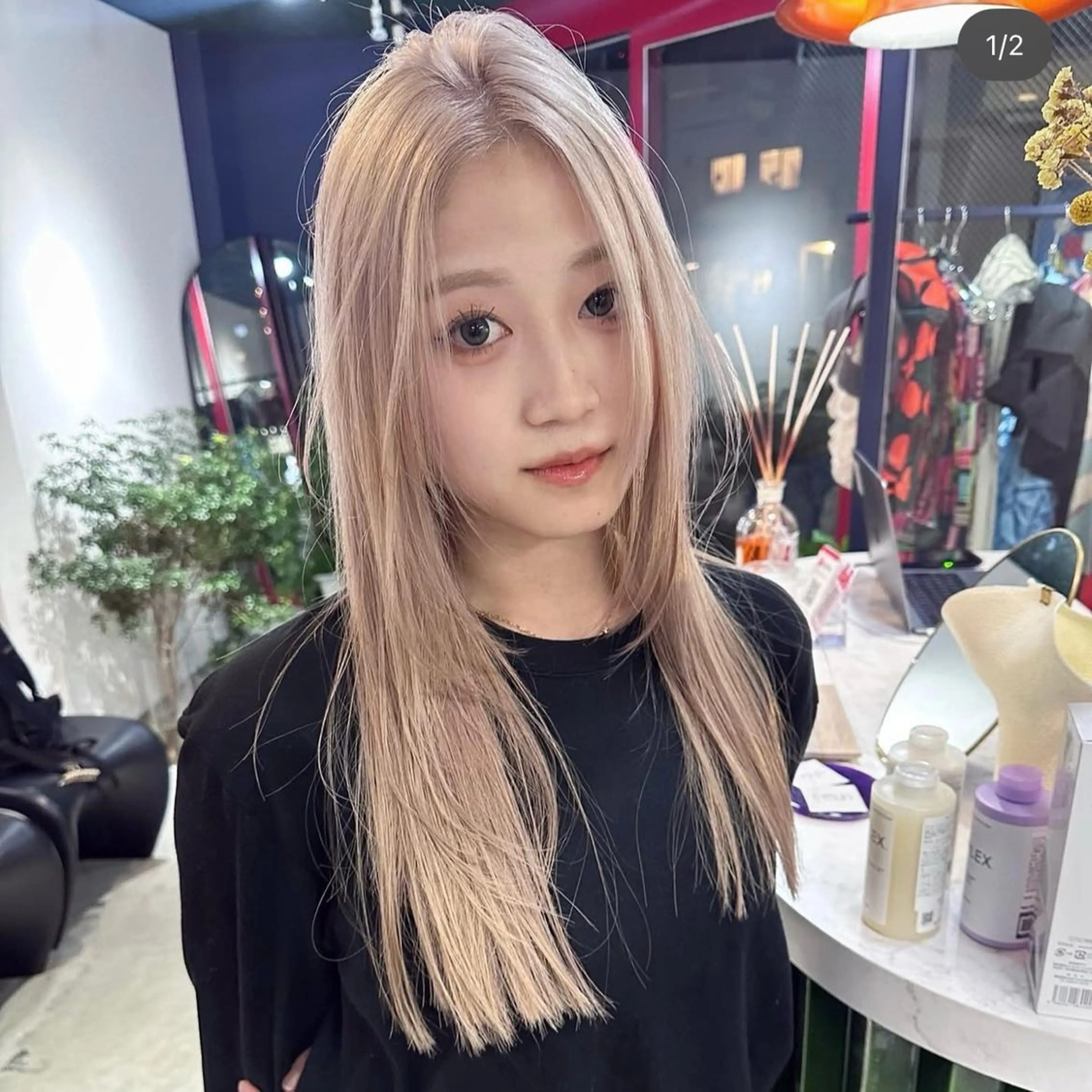 ロング カラー ベージュカラー ブリーチ ブロンド ハイトーンカラー cope’u ROWEN所属・🪽デザインカラー/ ブリーチ/陽向🪽のヘアスタイル