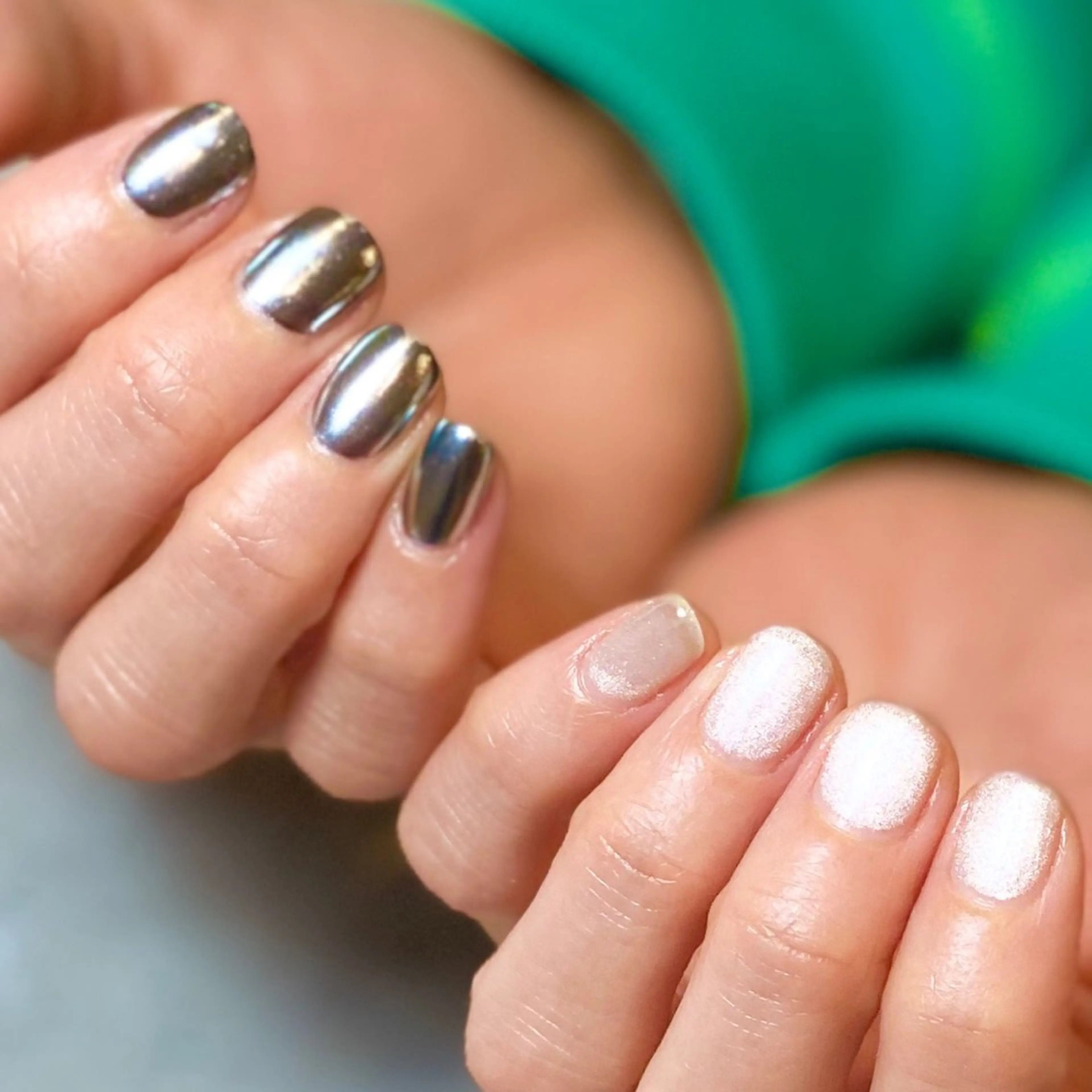 ネイル マグネットネイル ミラーネイル シルバー シンプルネイル ハンドネイル Narumi nailのネイルデザイン