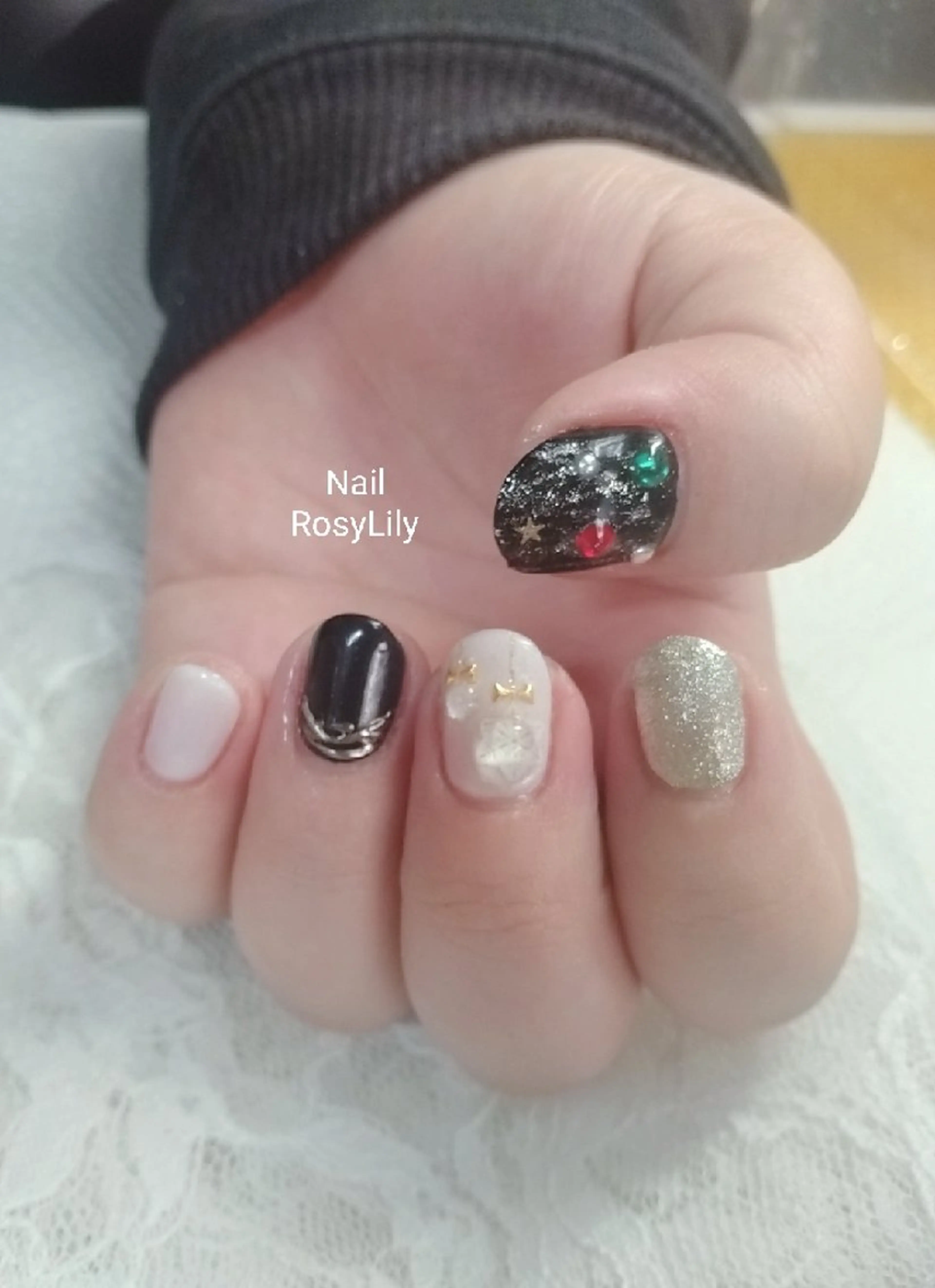 ネイル 持ち込み 冬ネイル クリスマス プライベートサロン Rosy Lilyのネイルデザイン