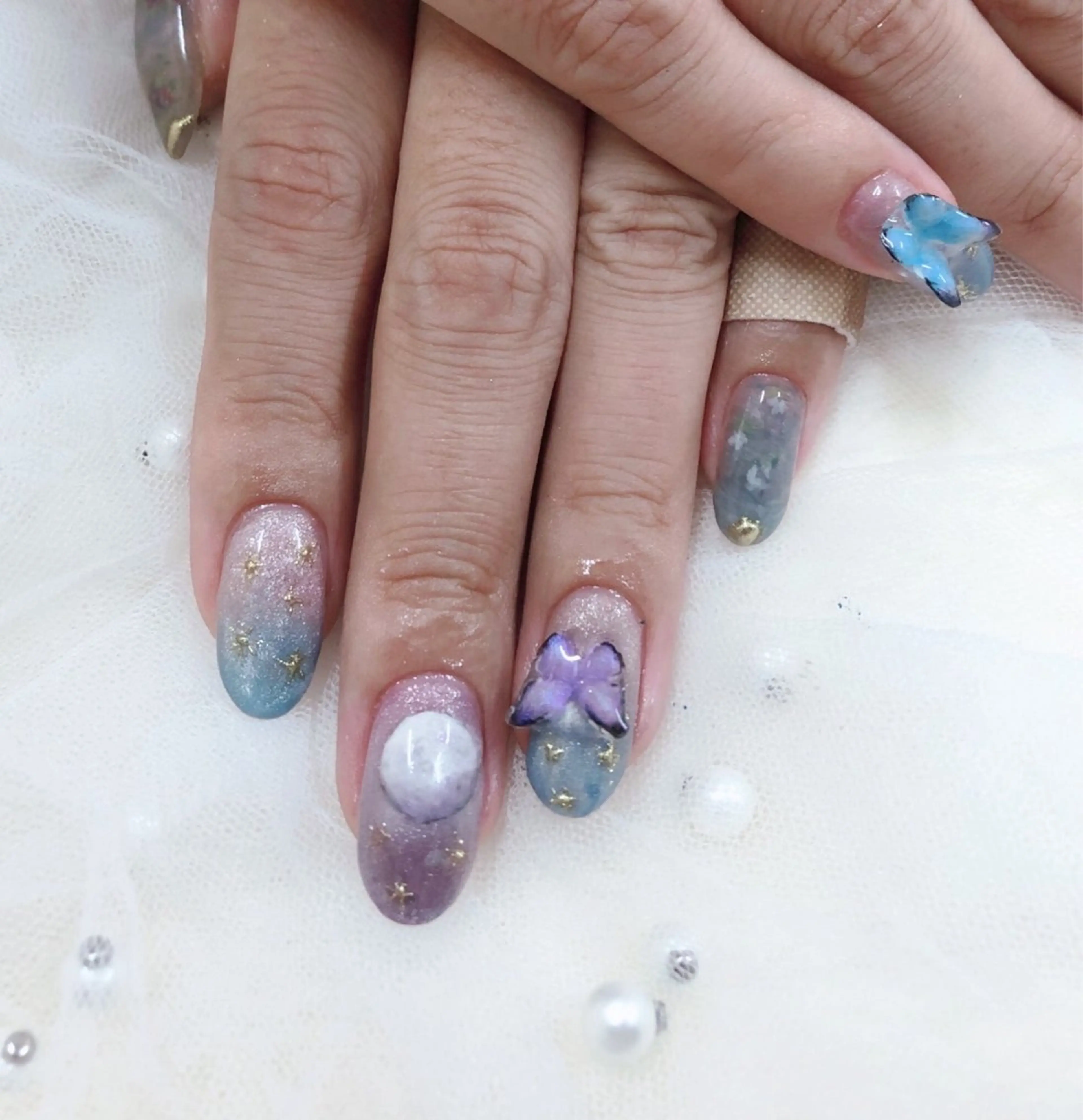 ネイル べっ甲ネイル フットネイル ゴールド マグネットネイル ミラーネイル 大門浜松町 ネイルのネイルデザイン