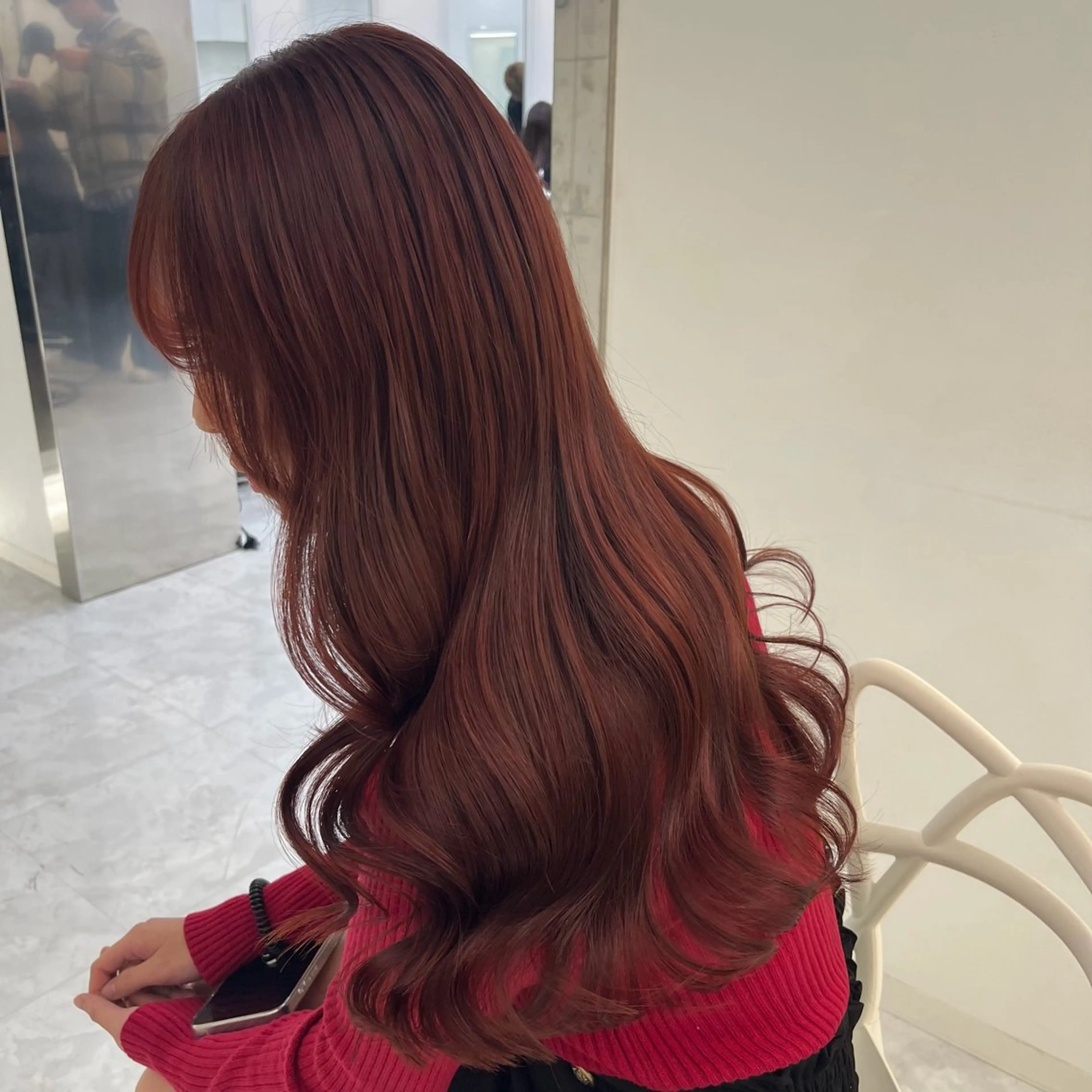 ロング カット ヘアカラー トリートメント ヘアセット 💗韓国暖色ヘア NO.1💗🪽のヘアスタイル