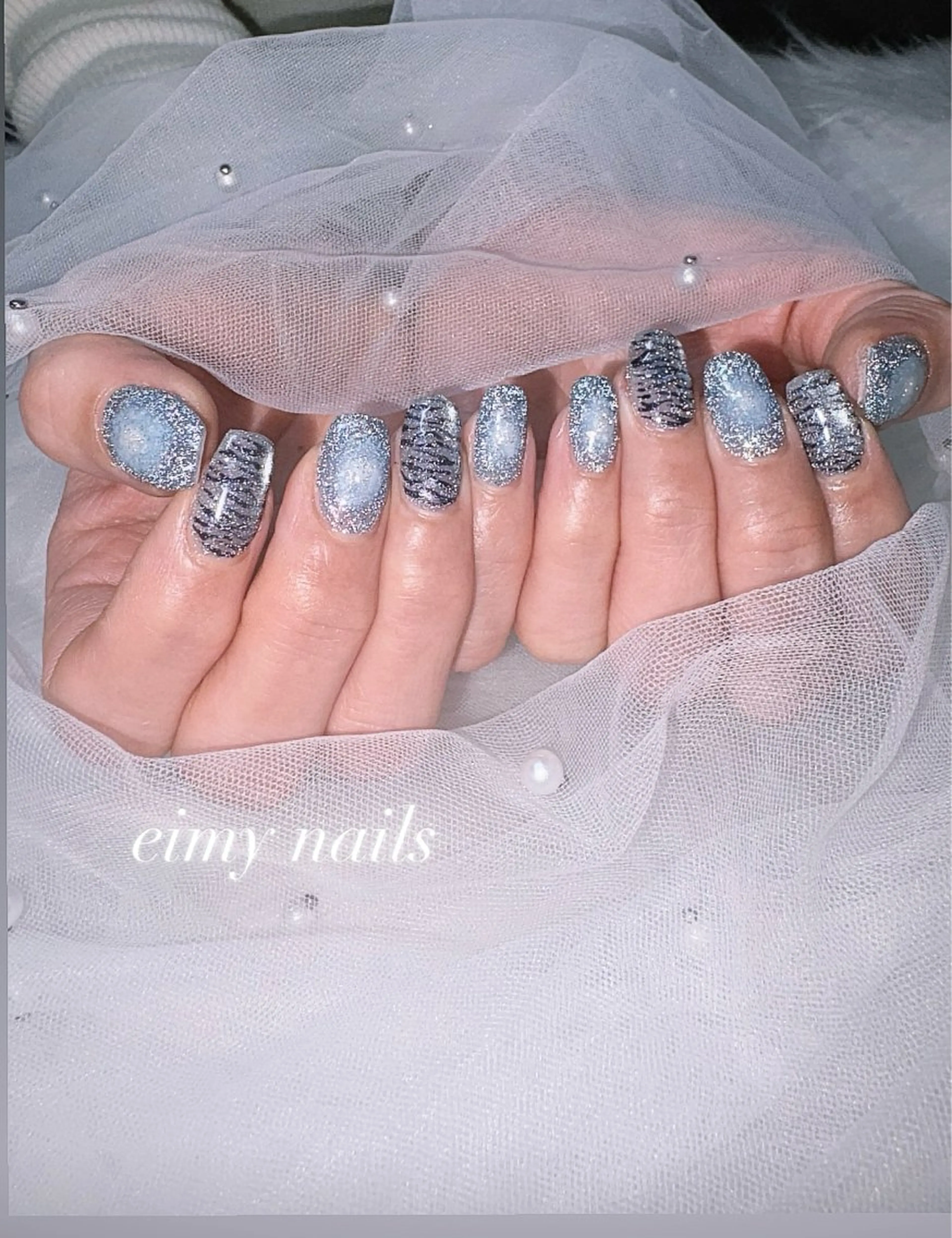 ネイル アートネイル チークネイル フラッシュネイル ラメ(グリッター) ロングネイル ハンドネイル eimy nails♡のネイルデザイン