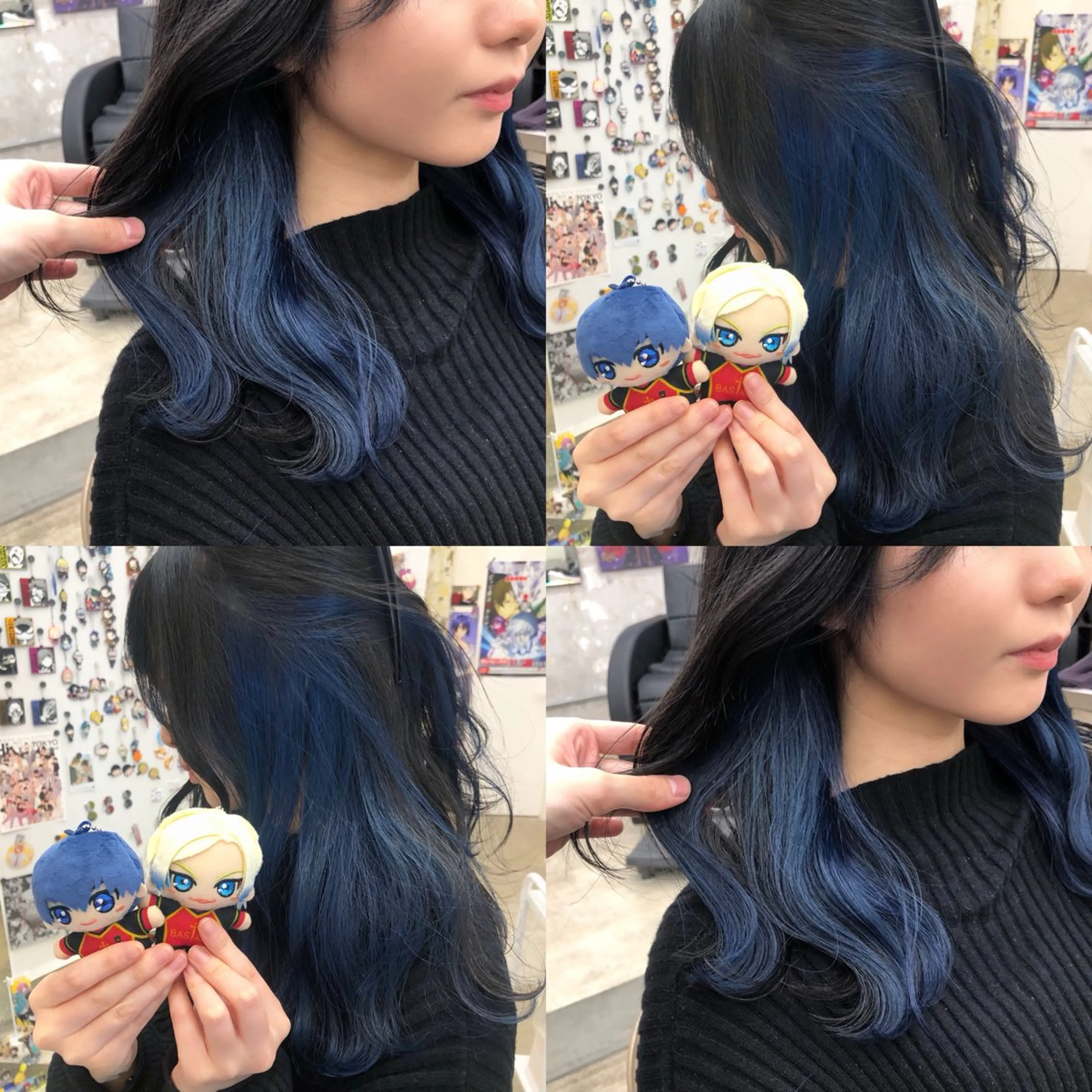 セミロング カラー ブルーカラー 推しカラー✨ オタク美容師ユウカのヘアスタイル