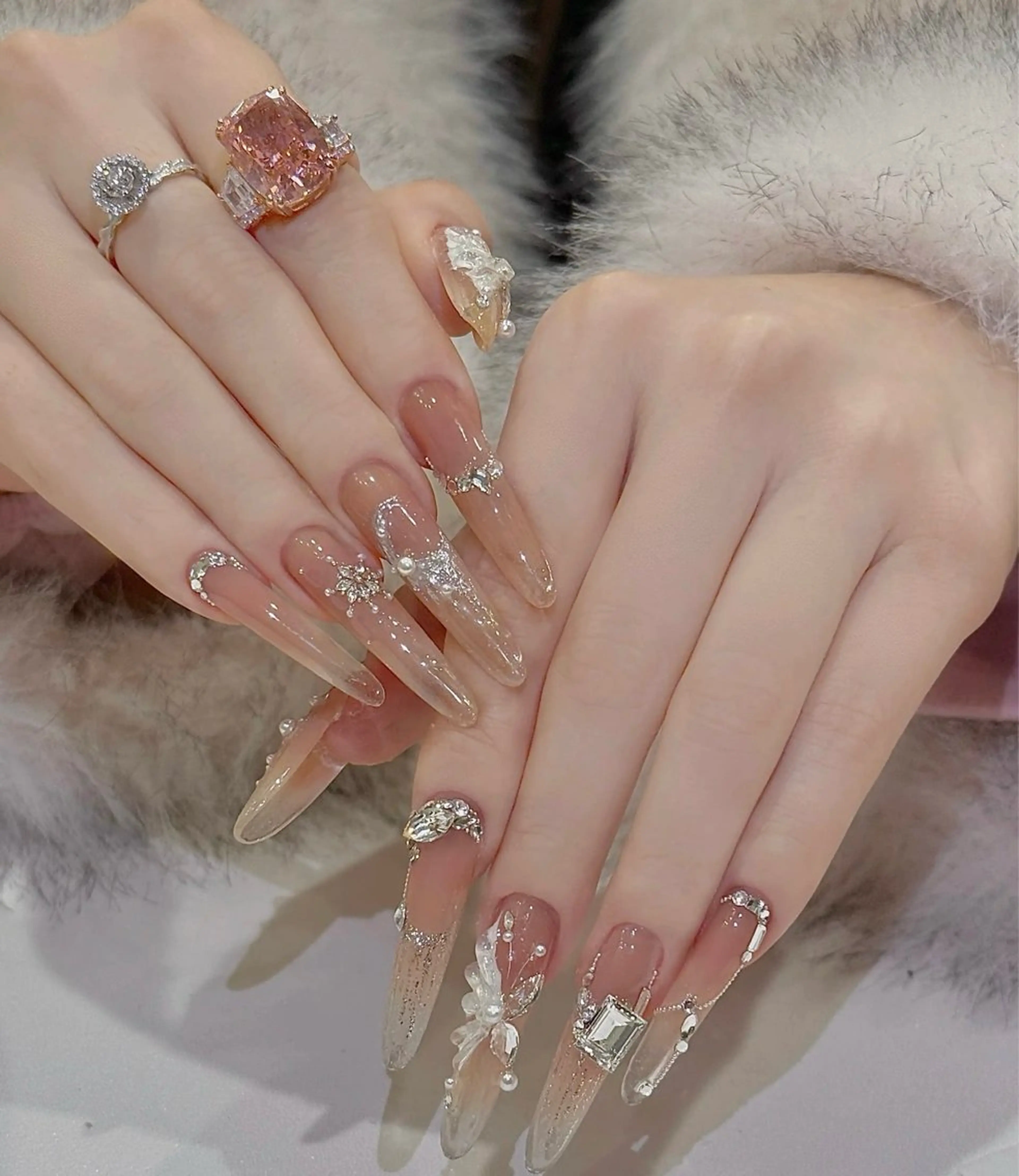 ネイル アートネイル オーロラネイル チークネイル フレンチネイル ガラスフレンチ ハンドネイル 🎀🎀YooLi Nail Salonのネイルデザイン