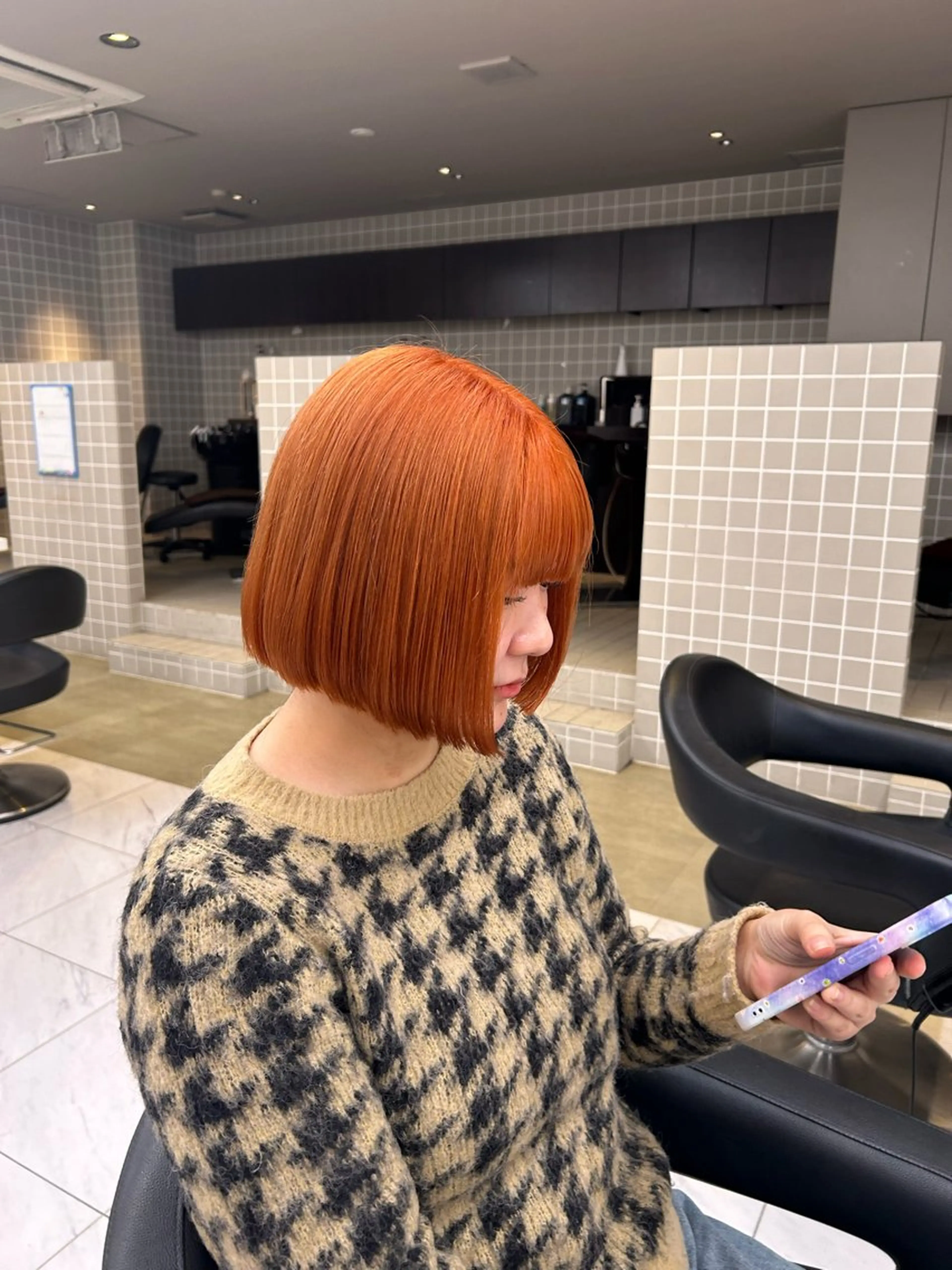 ショート カラー ヘアアレンジ ハイトーンカラー ボブ カット ヘアカラー トリートメント ヘアセット 💎韓国/ レイヤー カット/ 暖色🫧のヘアスタイル