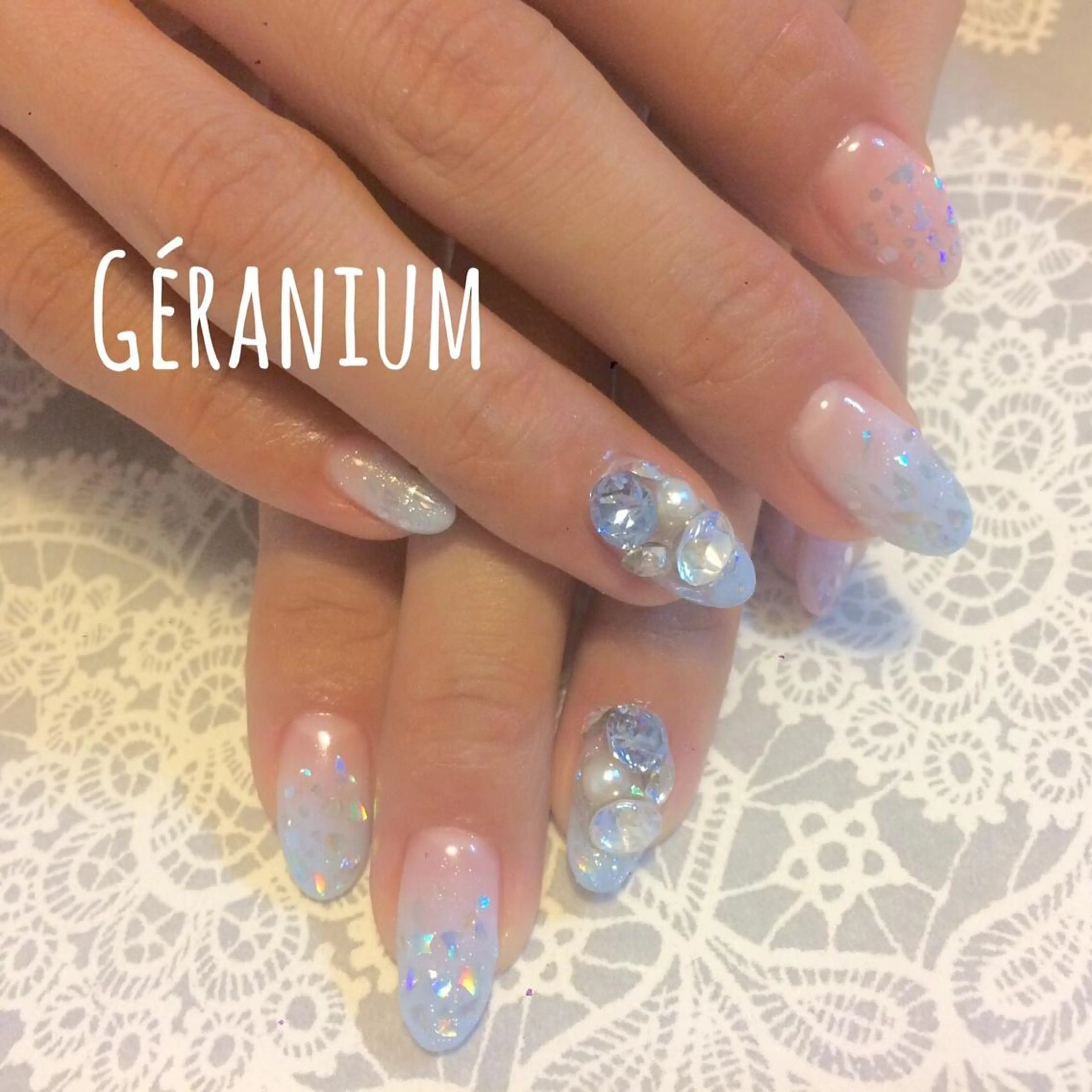 ネイル ブルー GéRanium Harukaのネイルデザイン